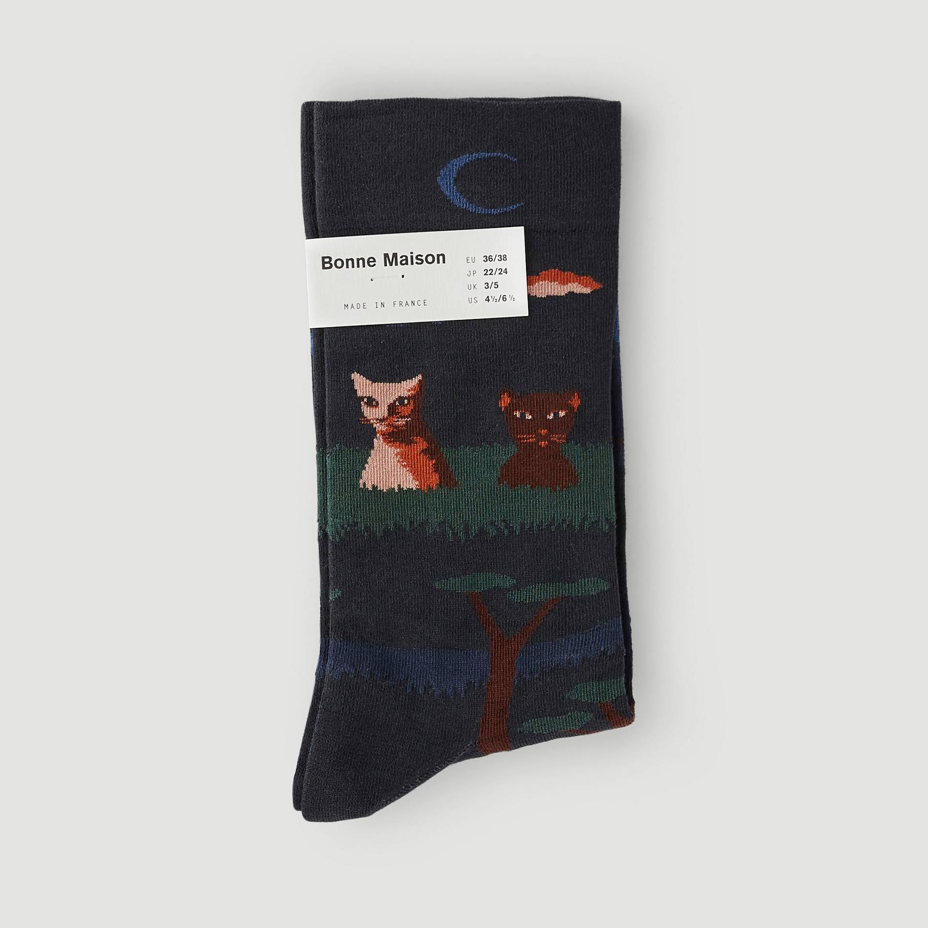 Chaussettes imprimées chats, Noir, large image number 0