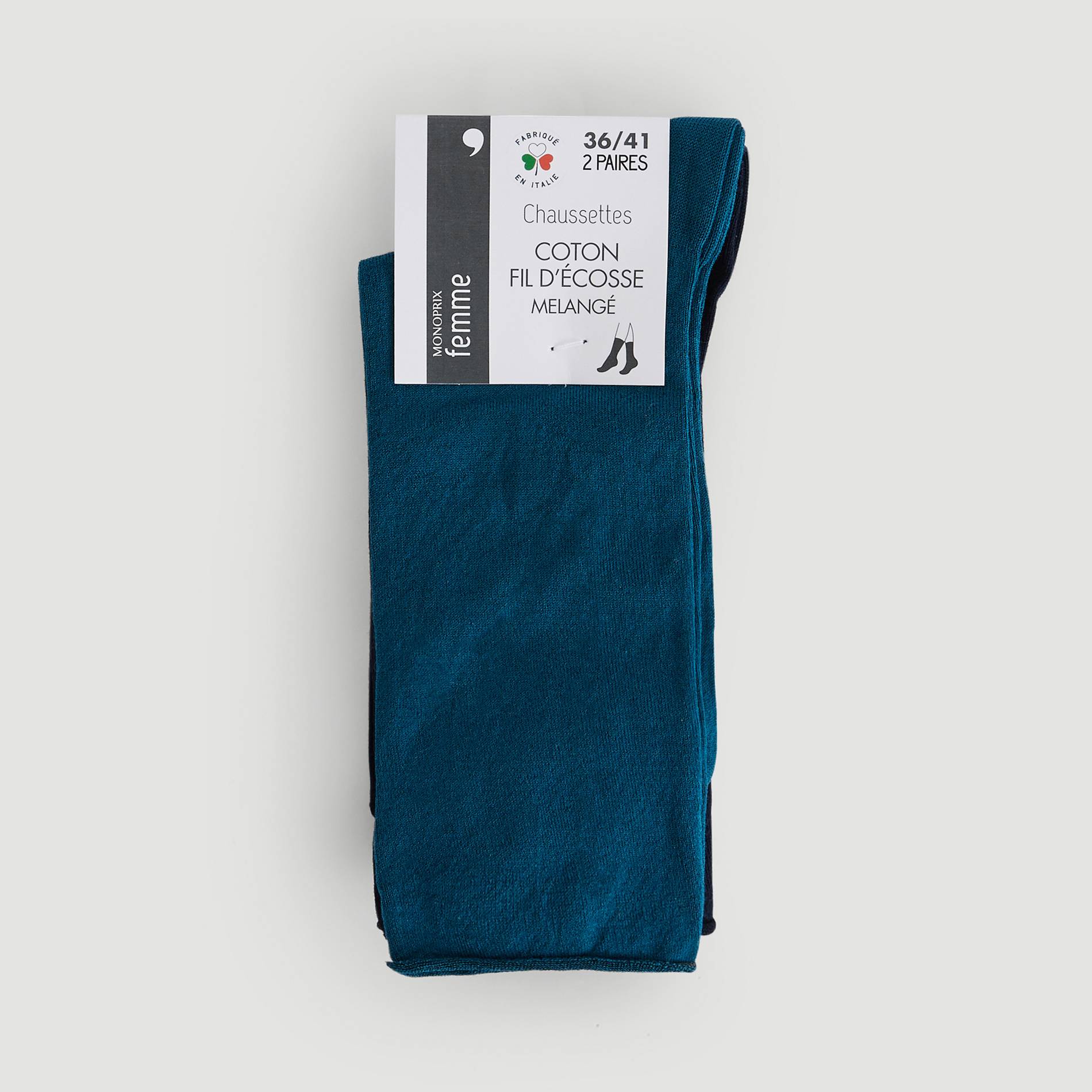 Lot de 2 paires de chaussettes en fil d'écosse, Pétrole, large image number 0