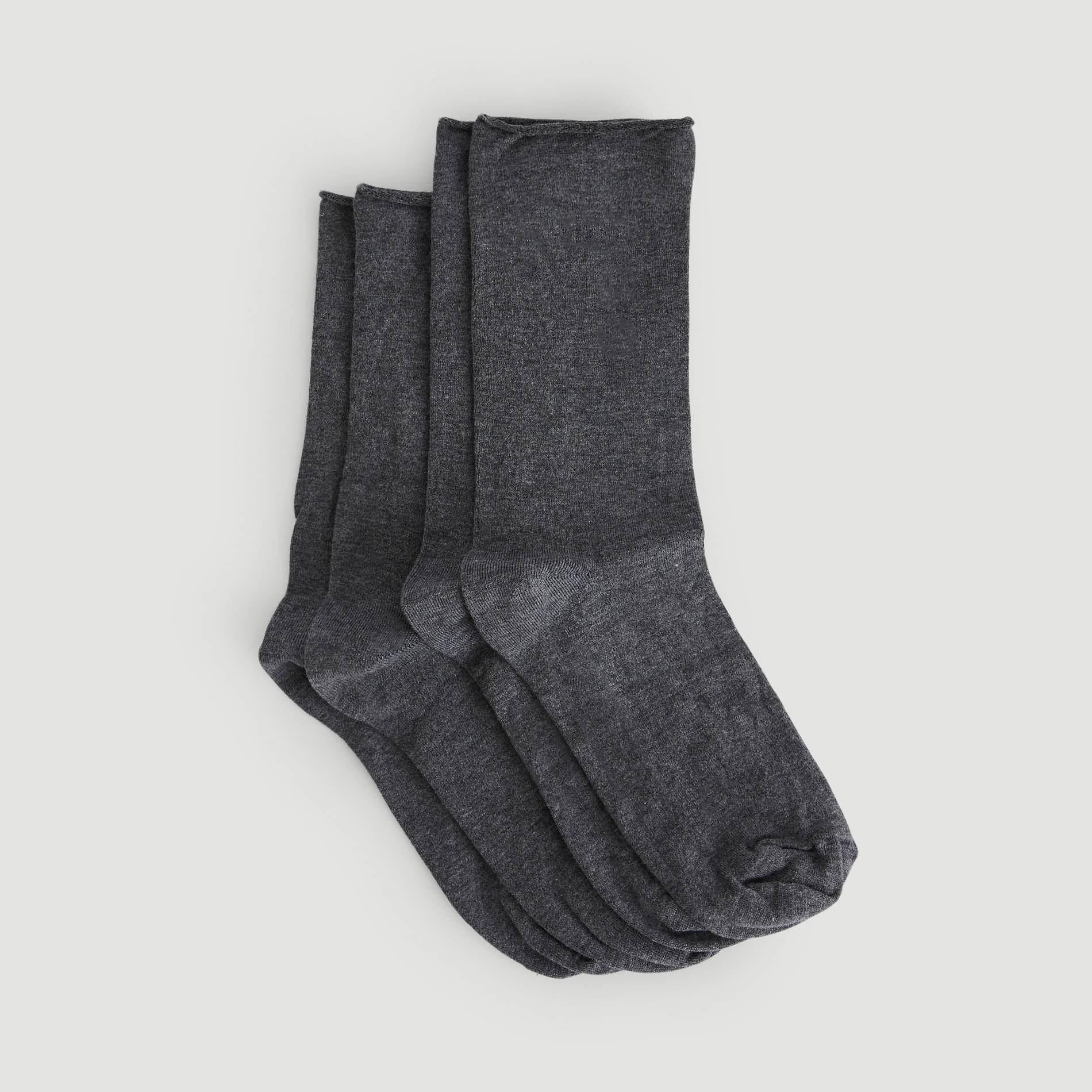 Lot de 2 paires de chaussettes en fil d'&eacute;cosse, Gris fonc&eacute;, large image number 0