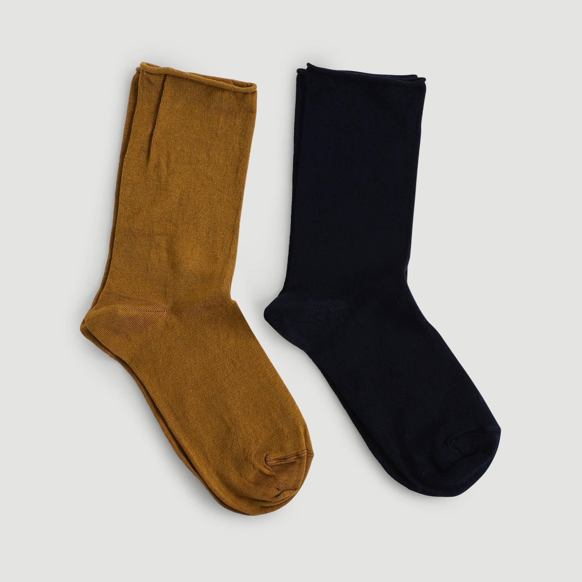 Lot de 2 paires de chaussettes en fil d'&eacute;cosse, Jaune fonc&eacute;, large image number 0