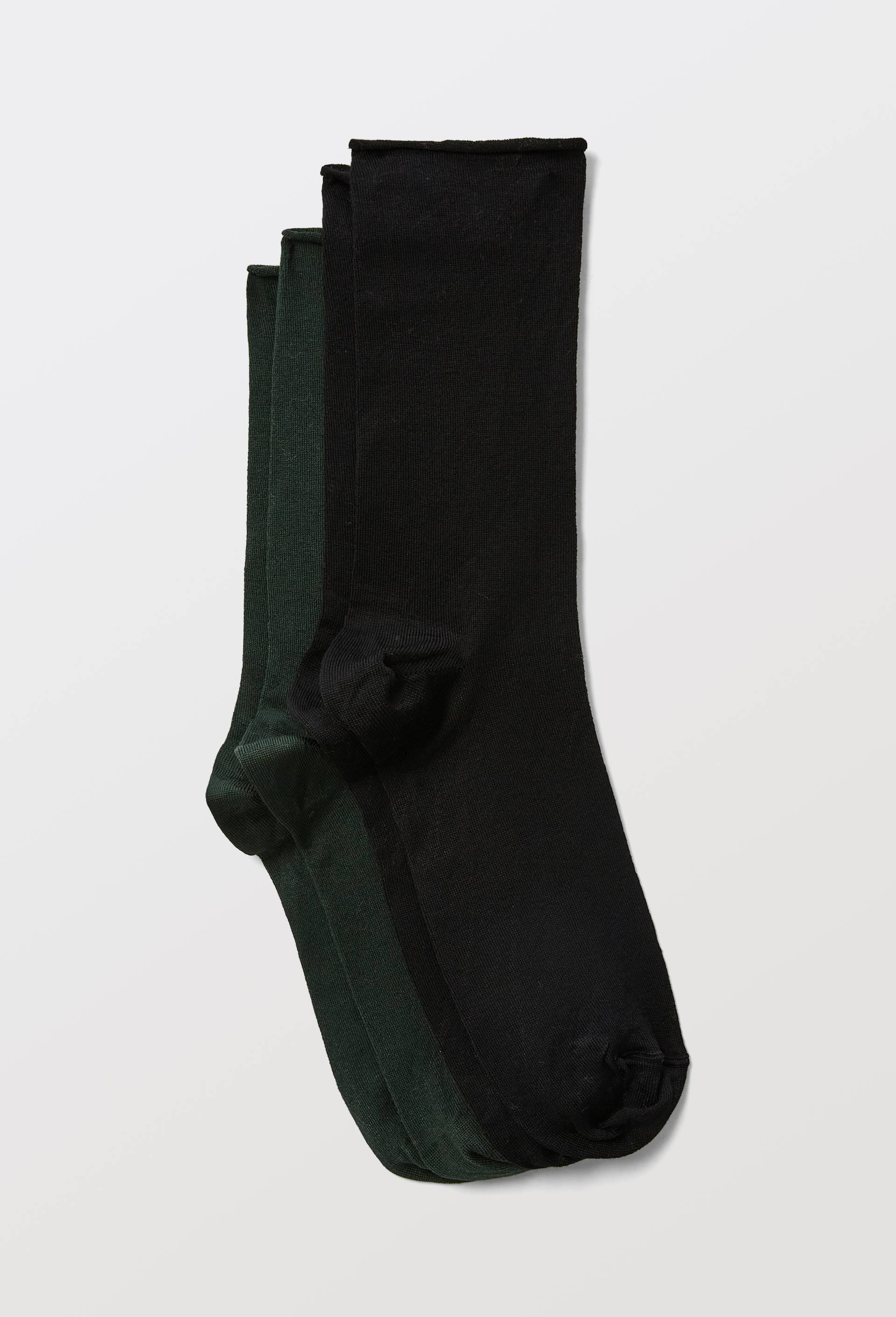 Lot de 2 paires de chaussettes en fil d'&eacute;cosse, Vert fonc&eacute;, large image number 0.0