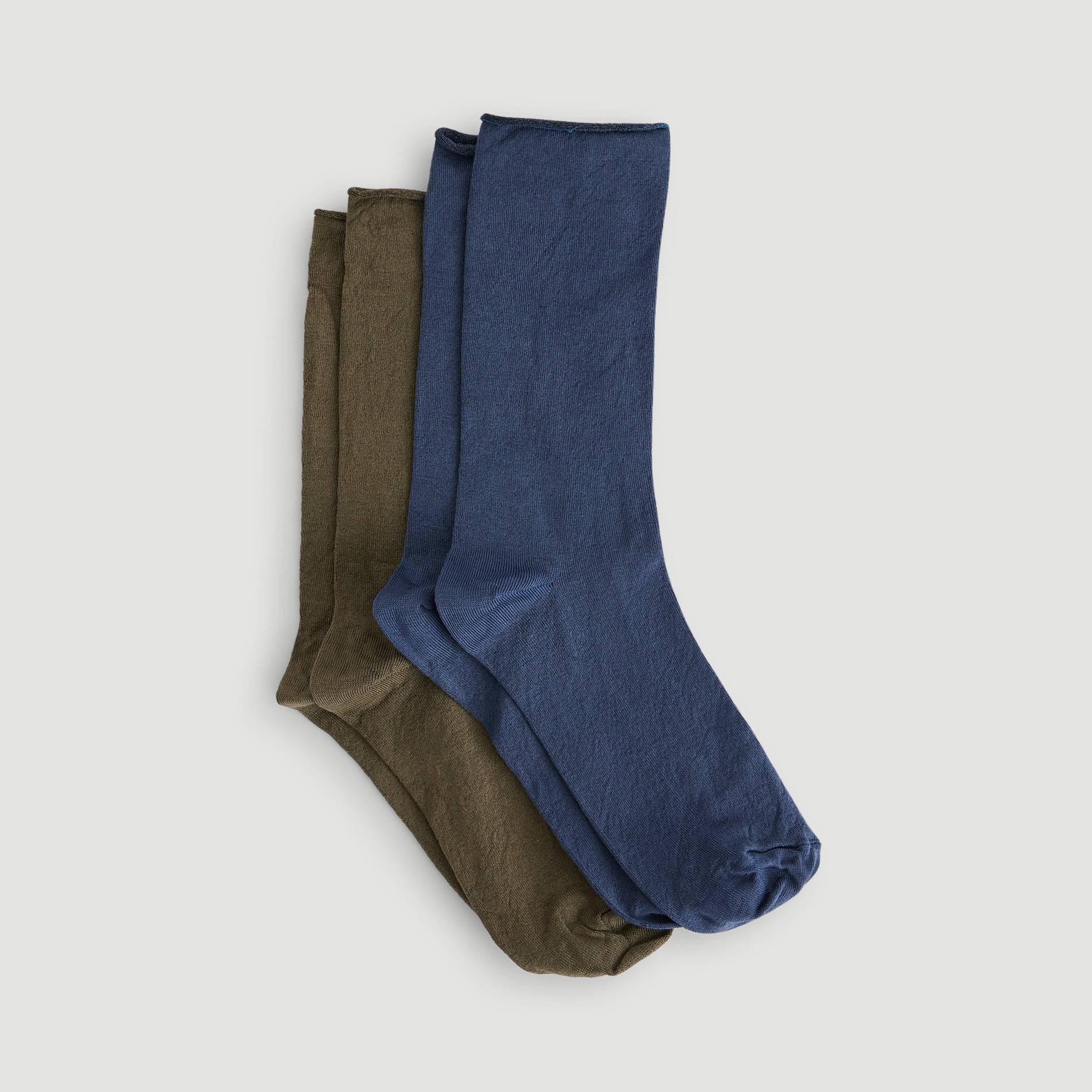Lot de 2 paires de chaussettes en fil d'&eacute;cosse, Vert fonc&eacute;, large image number 1