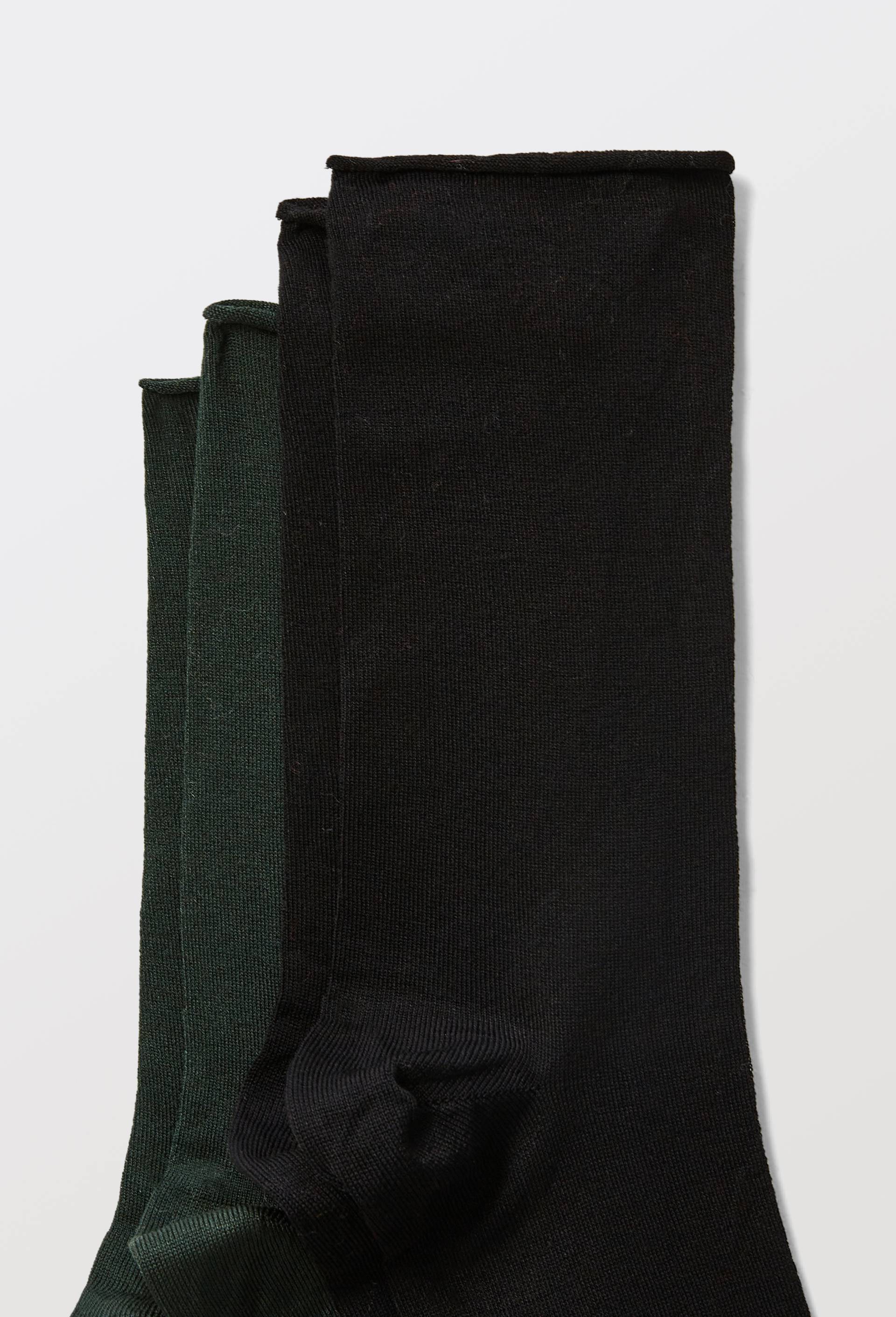 Lot de 2 paires de chaussettes en fil d'&eacute;cosse, Vert fonc&eacute;, large image number 3