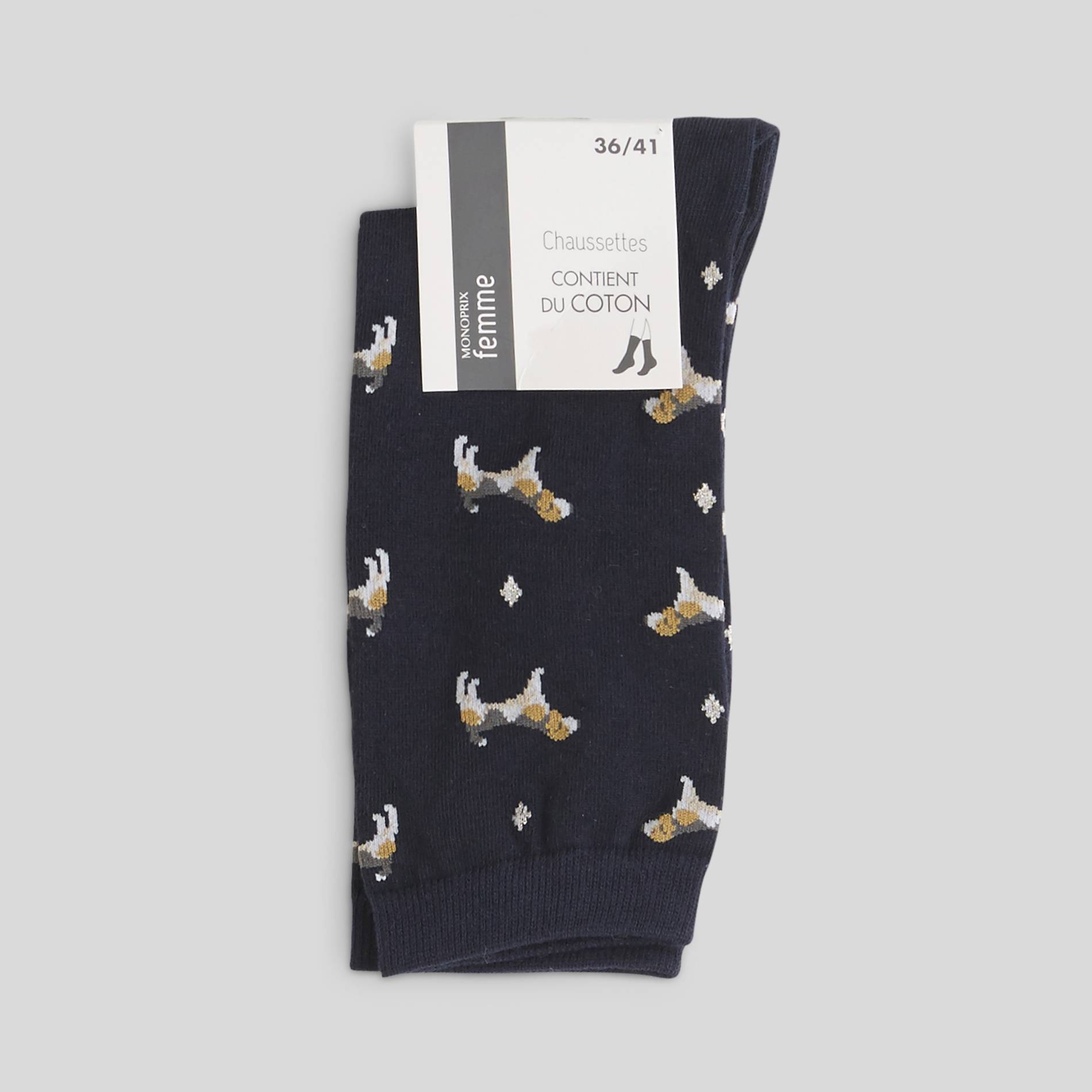 Chaussettes motif beagles, Marine, large image number 0.0