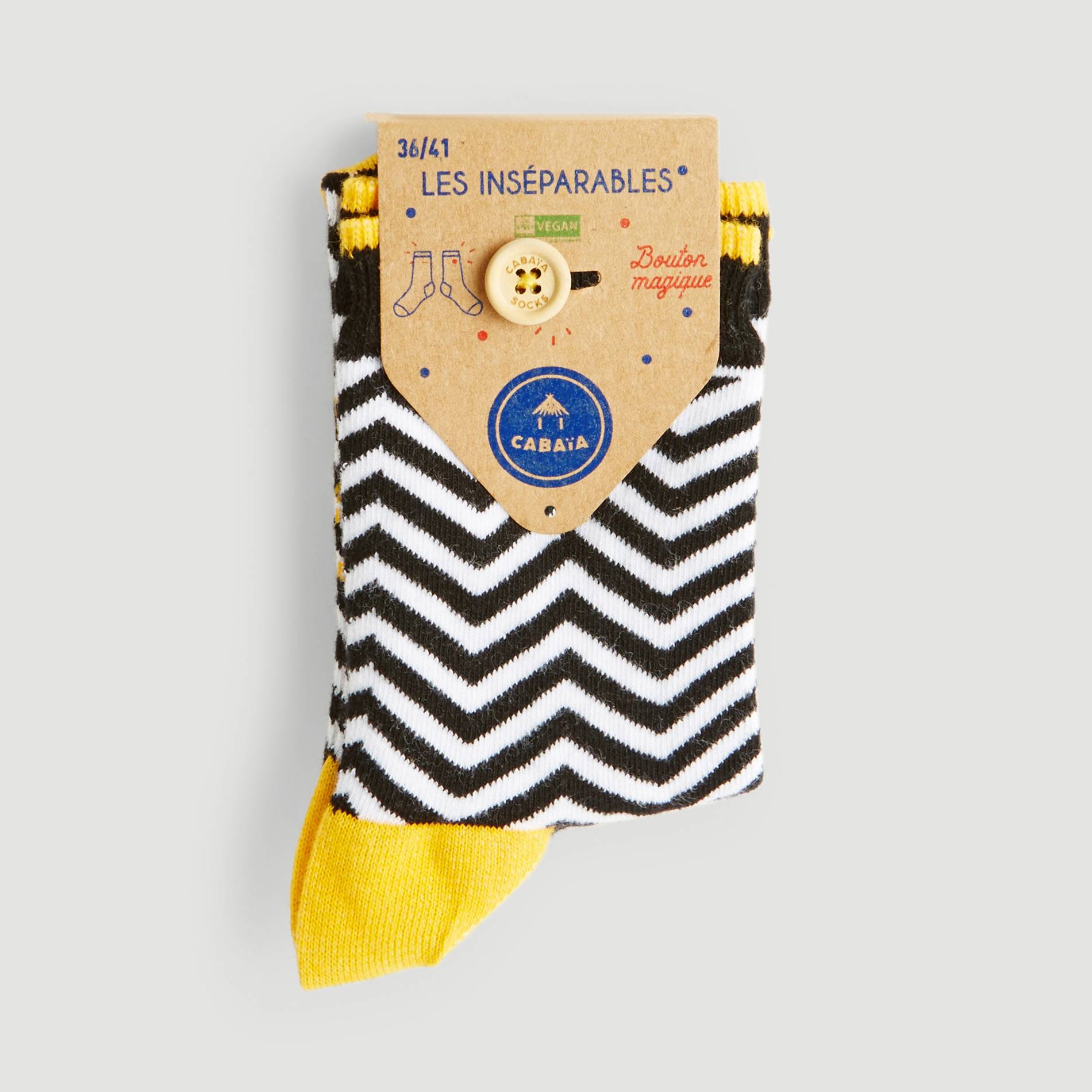 Chaussettes imprimées chevron, Jaune, large image number 0