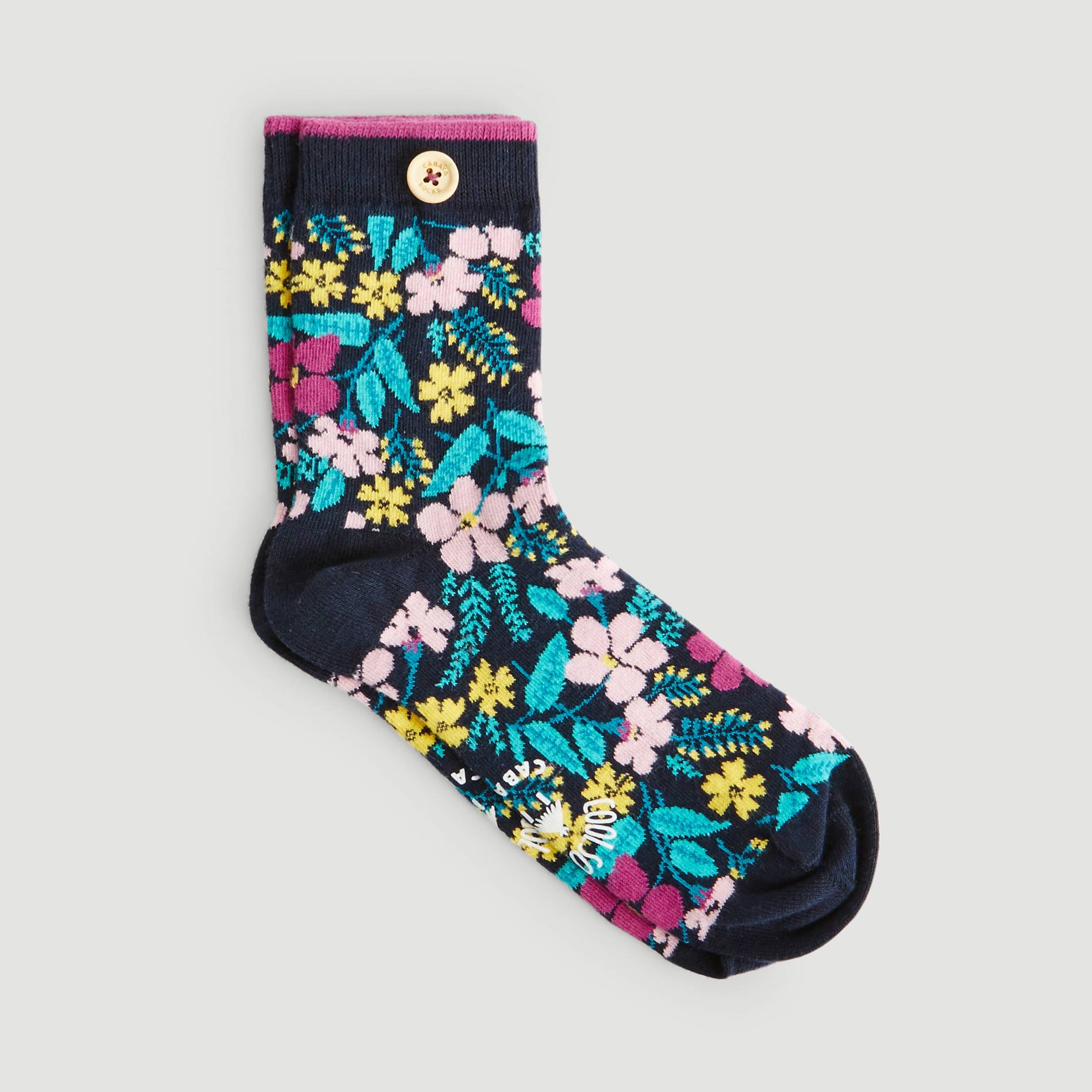 Chaussettes imprimées fleurs, Rose, large image number 1.0