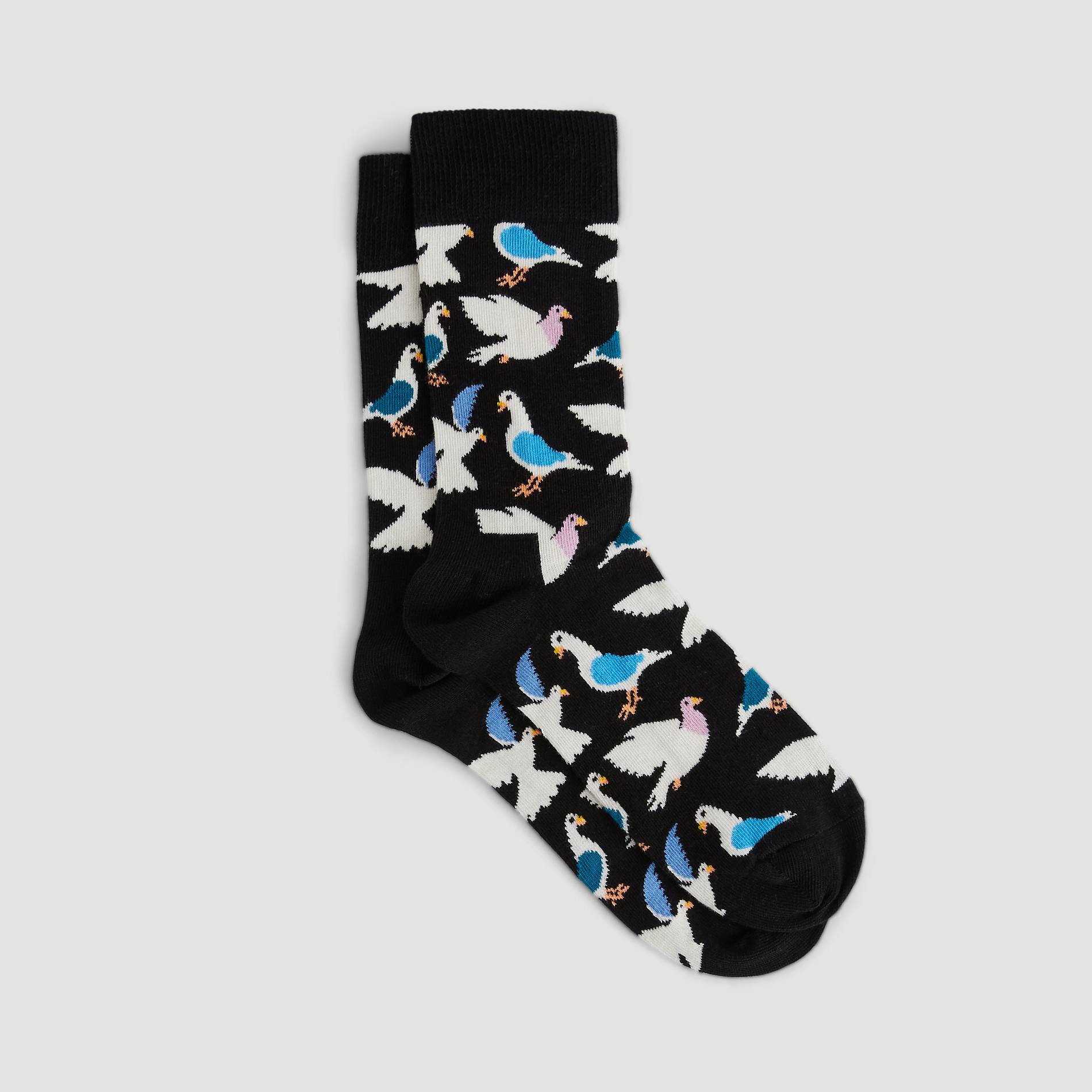 Chaussettes imprimé oiseaux, Noir, large image number 1