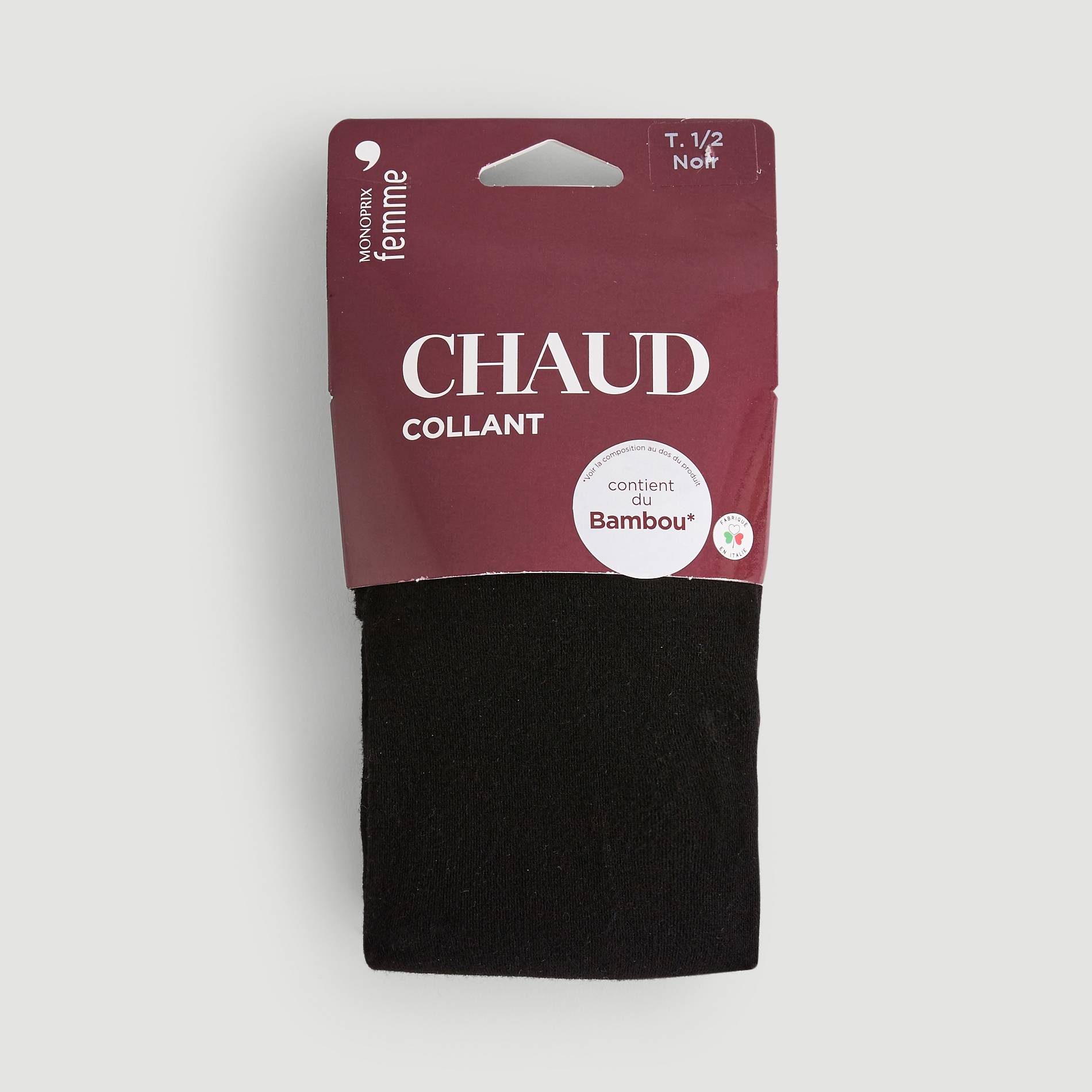 Collant en bambou CHAUD, Noir, large image number 0