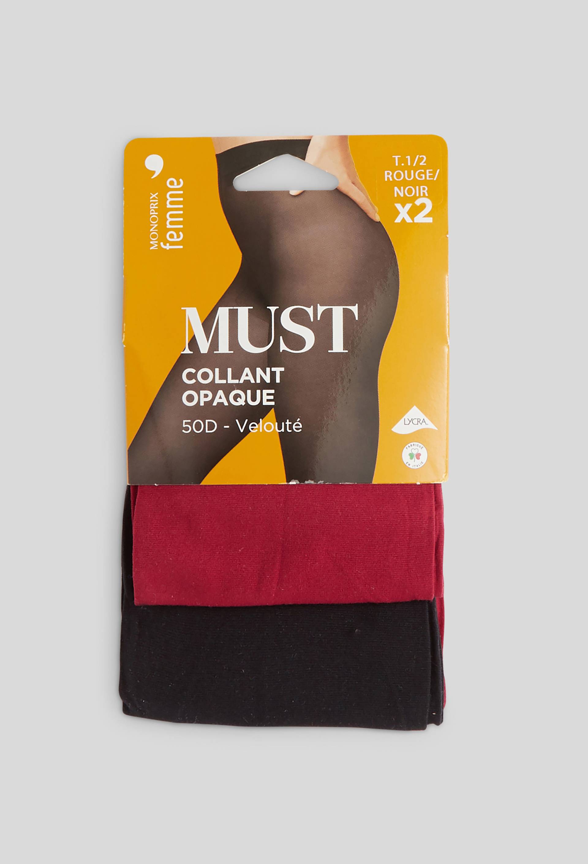 Lot de 2 collants opaques velout&eacute; MUST, Rouge, large image number 0