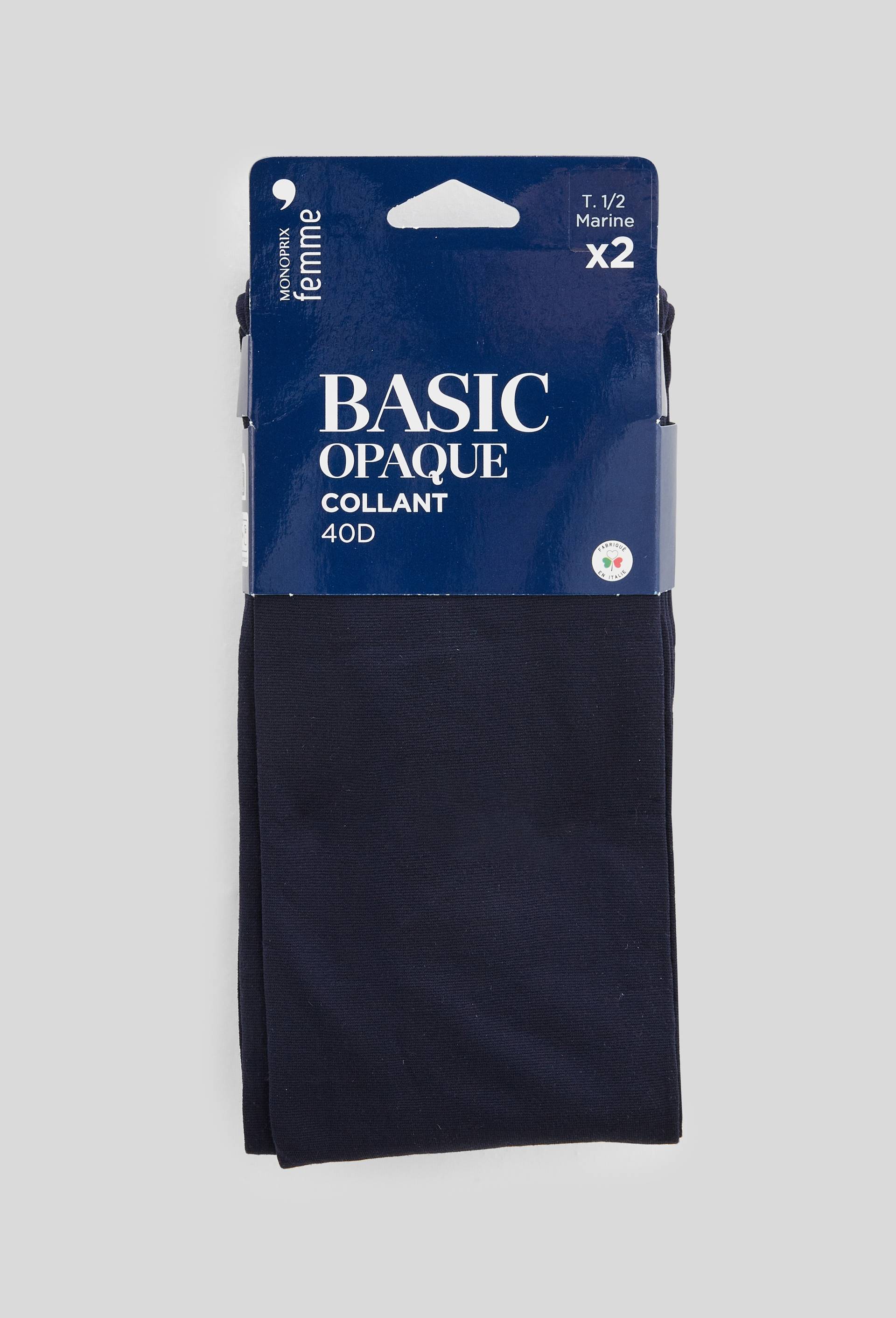 Lot de 2 collants opaques BASIC, Bleu fonc&eacute;, large image number 0