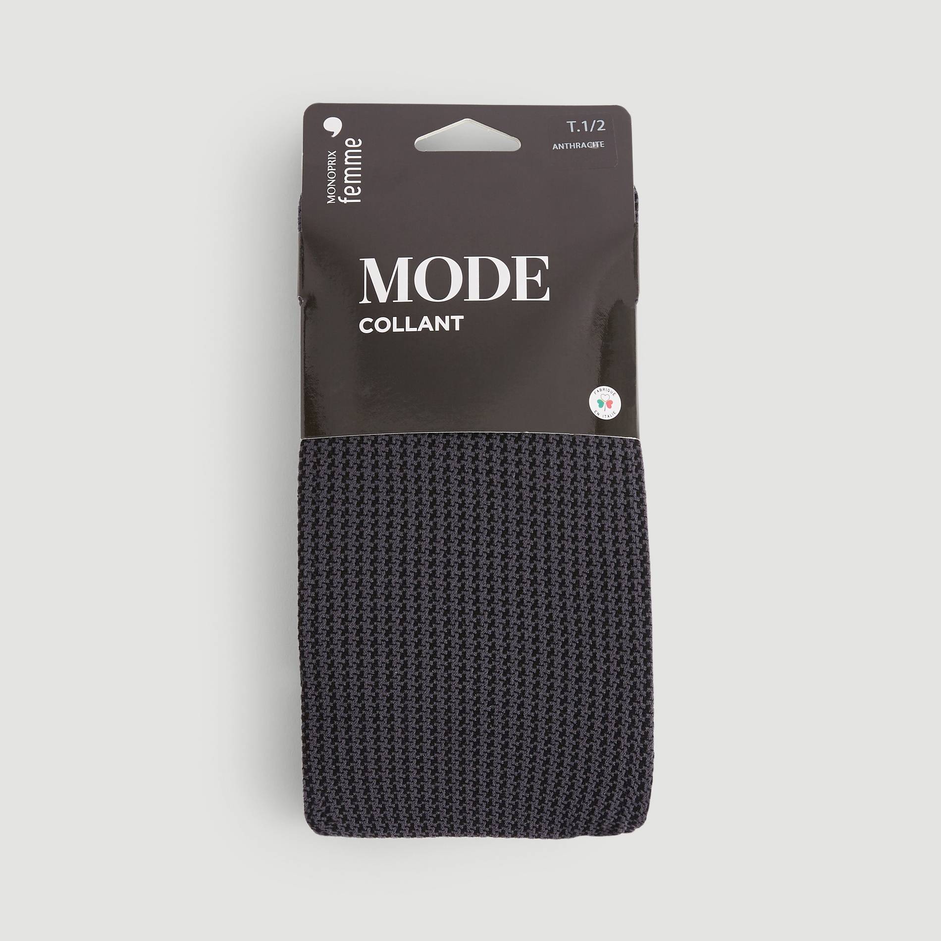 Collant imprime pied-de-poule, Anthracite, large image number 0.0