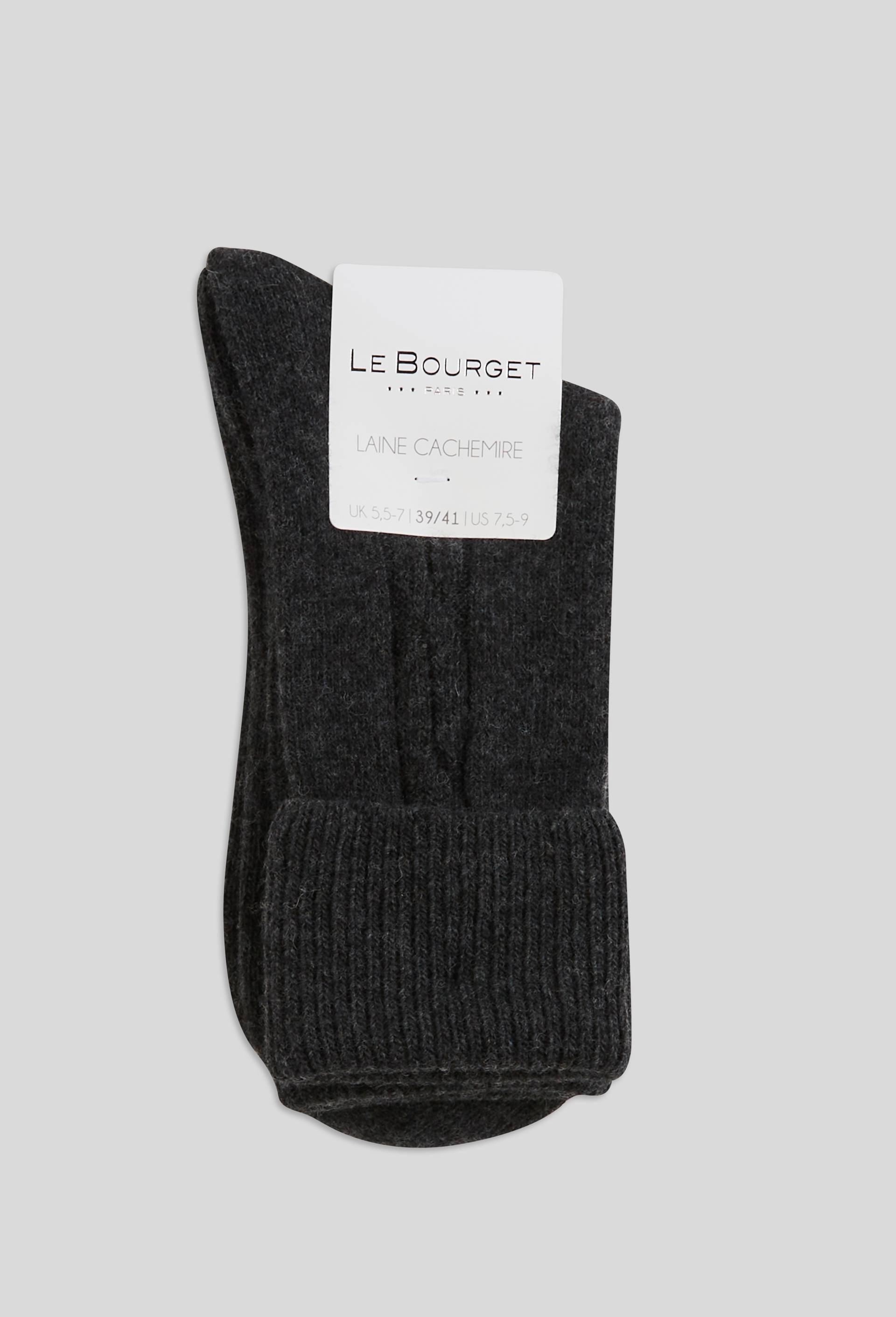 Paire de chaussettes torsad&eacute;es en laine et cachemire Le Bourget, Noir, large image number 0