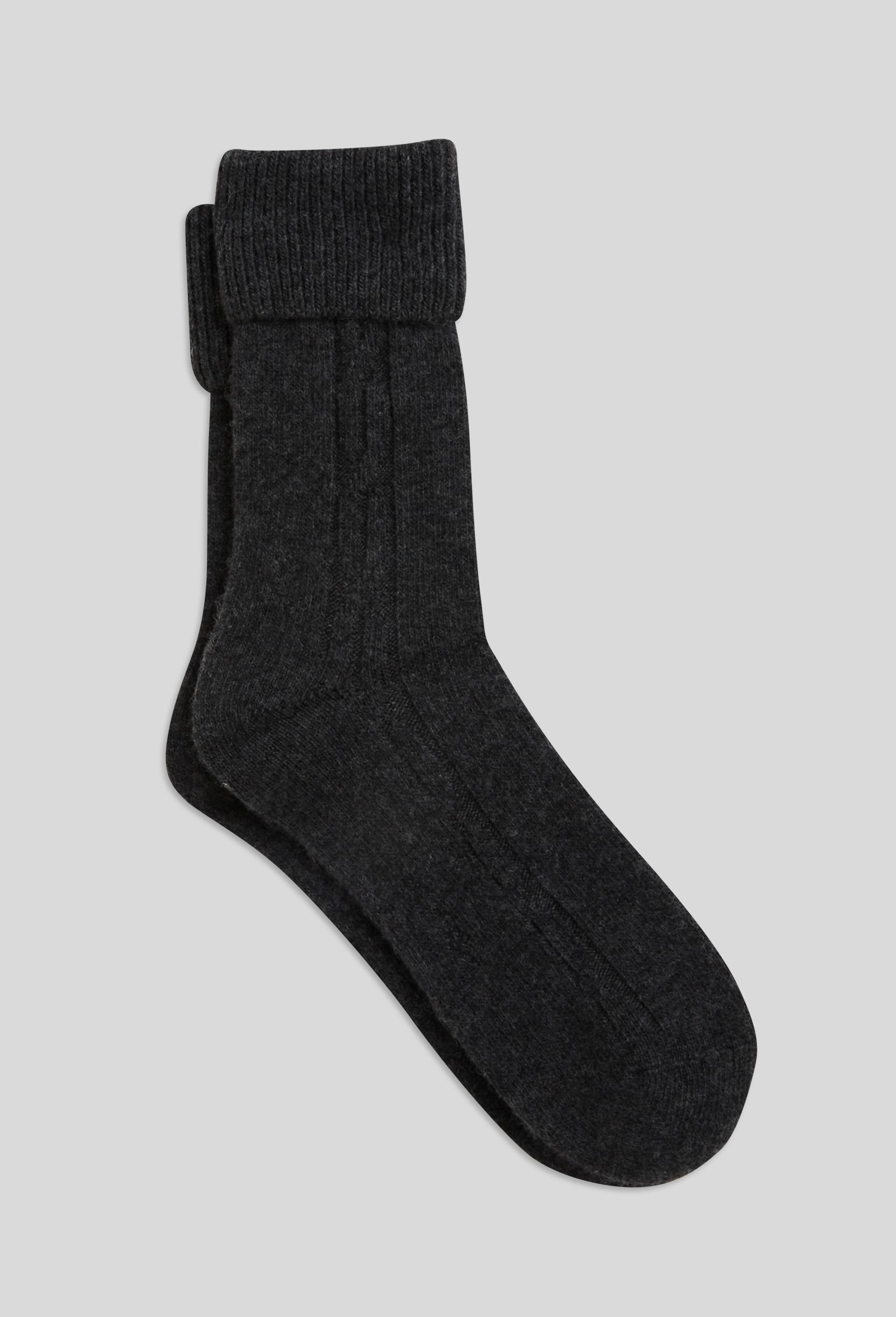 Paire de chaussettes torsad&eacute;es en laine et cachemire Le Bourget, Noir, large image number 1