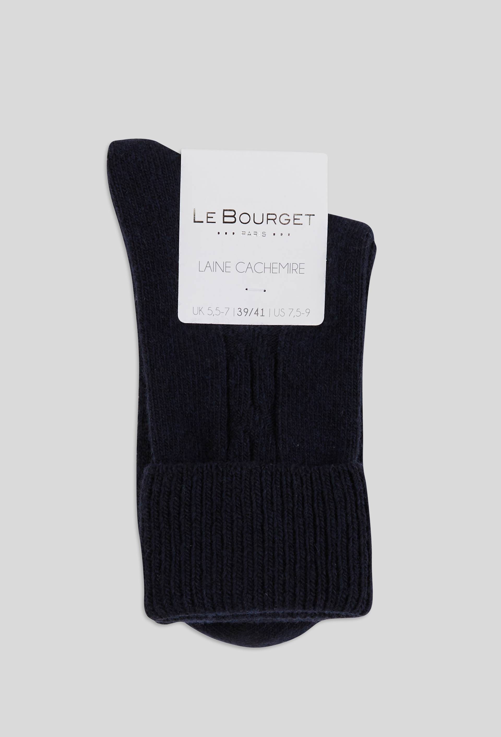 Paire de chaussettes torsad&eacute;es en laine et cachemire Le Bourget, Bleu fonc&eacute;, large image number 0