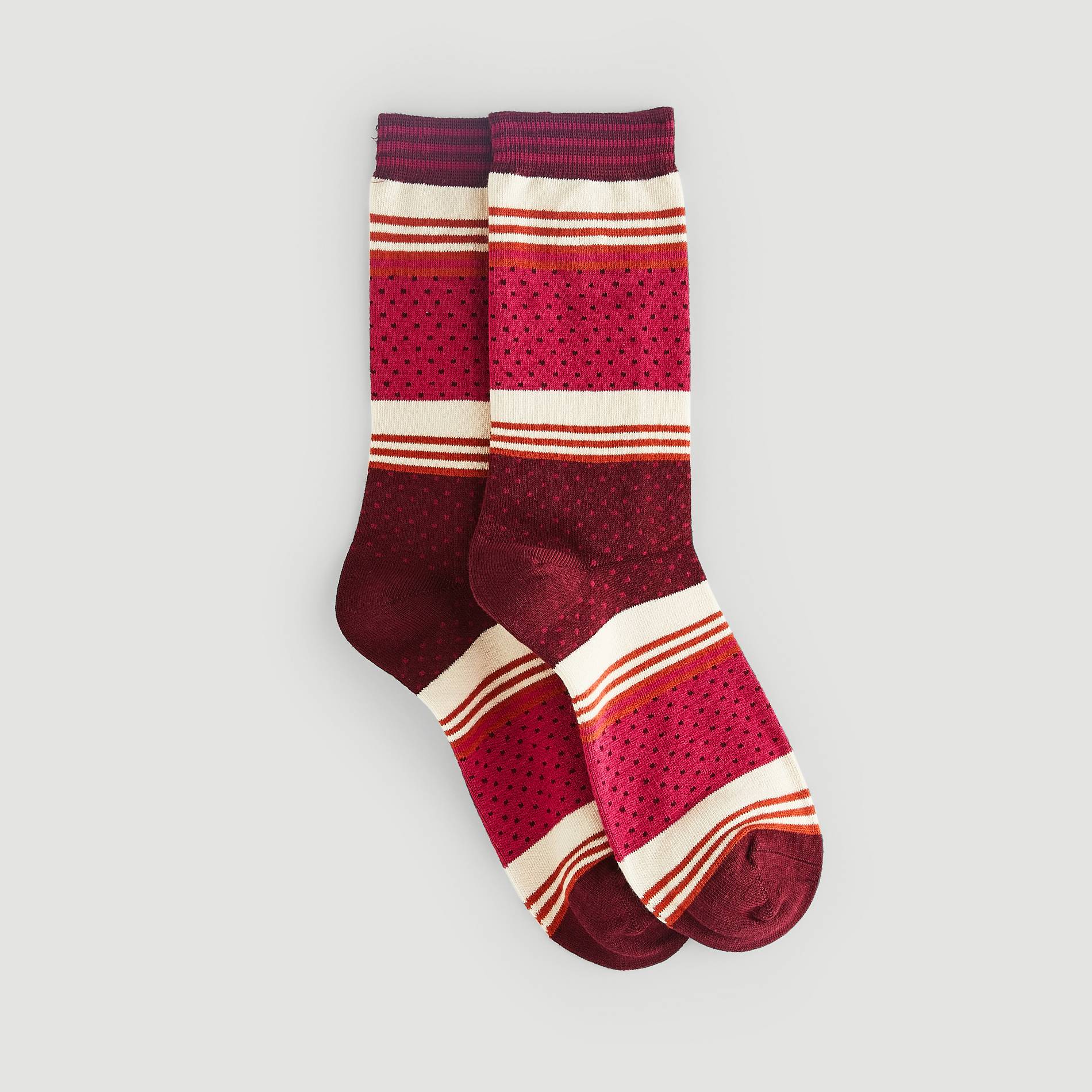 Chaussettes rayées/pois, Rose, large image number 1.0