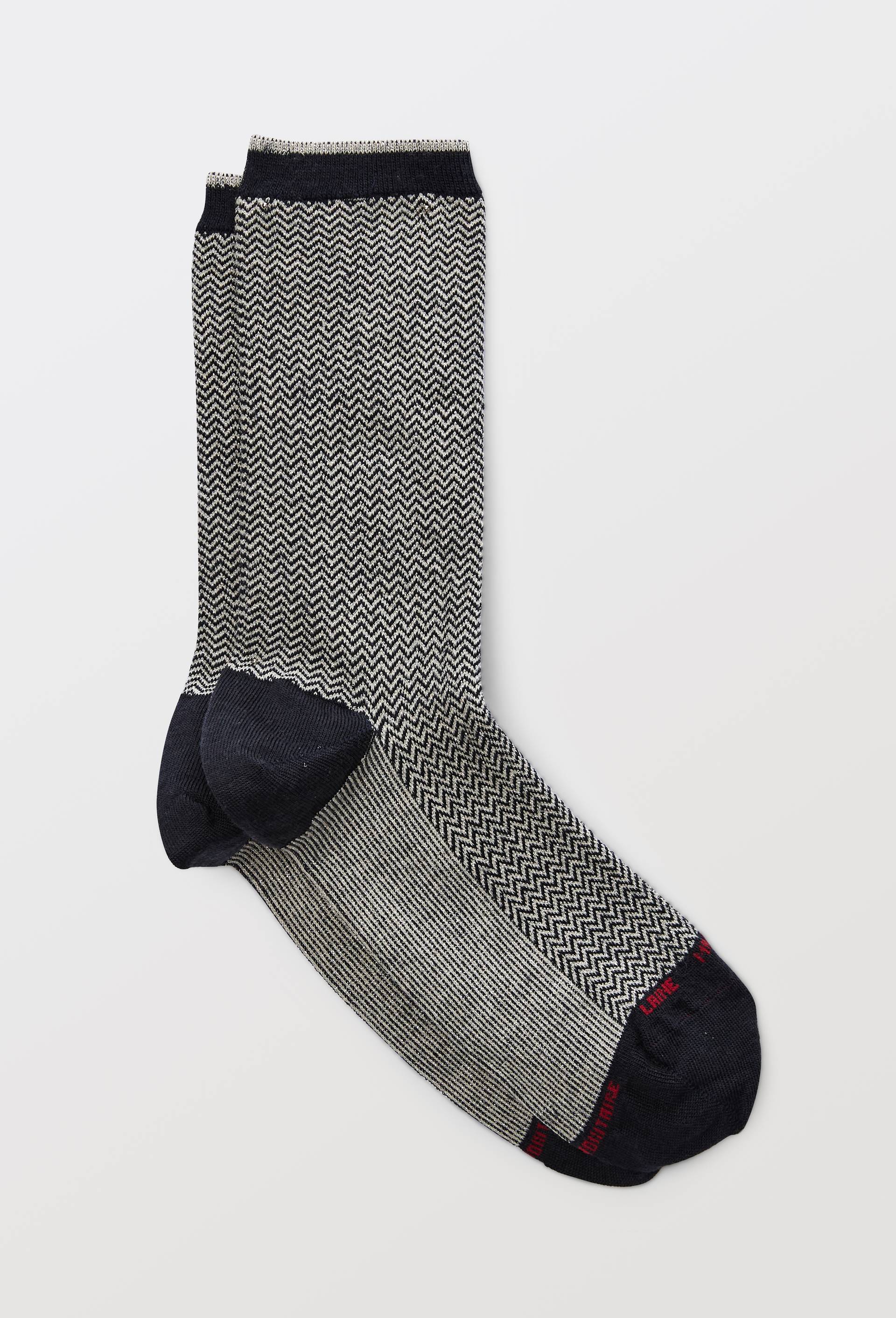 Paire de chaussettes &agrave; chevrons en laine Labonal, Bleu fonc&eacute;, large image number 0