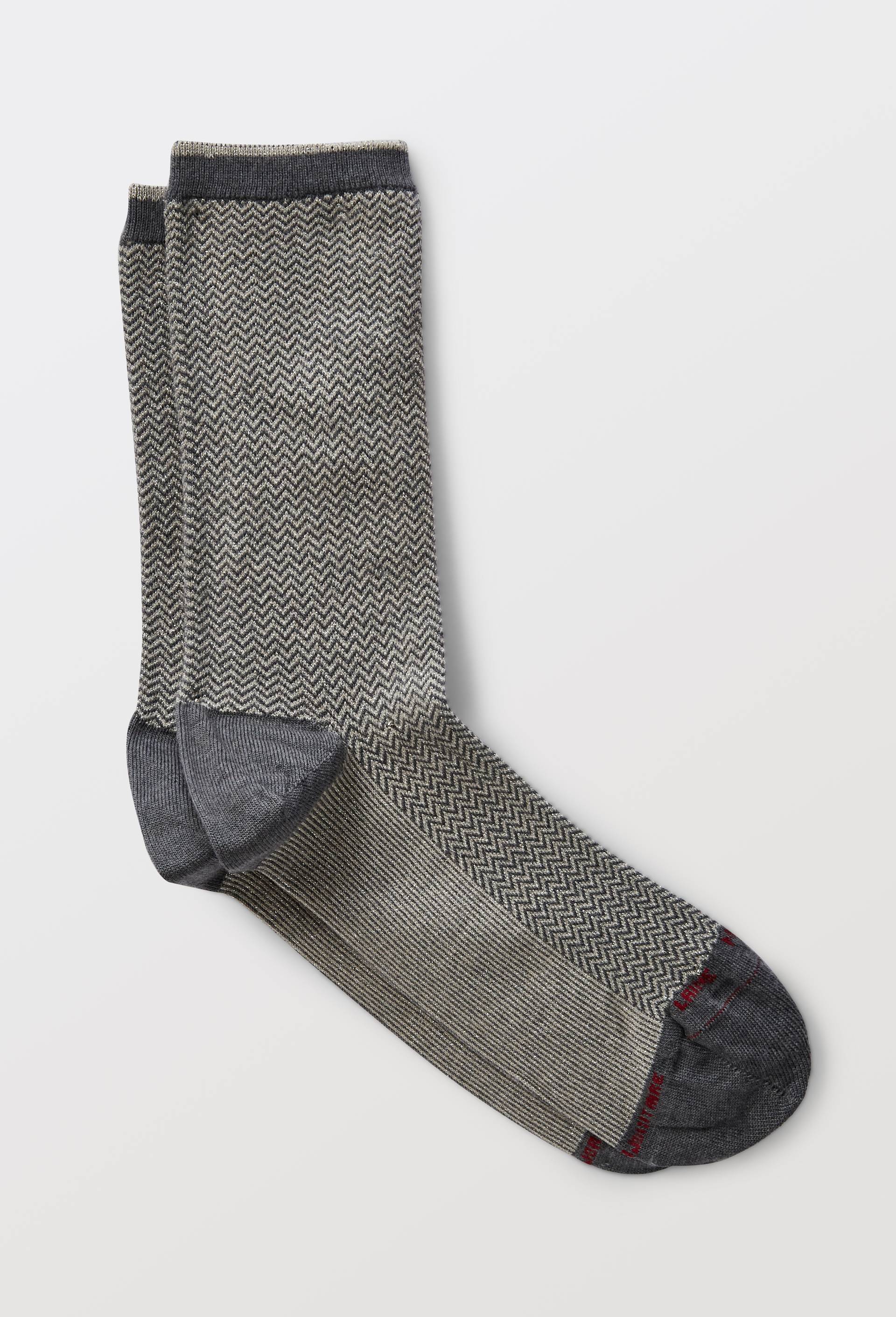 Paire de chaussettes &agrave; chevrons en laine Labonal, Gris, large image number 0