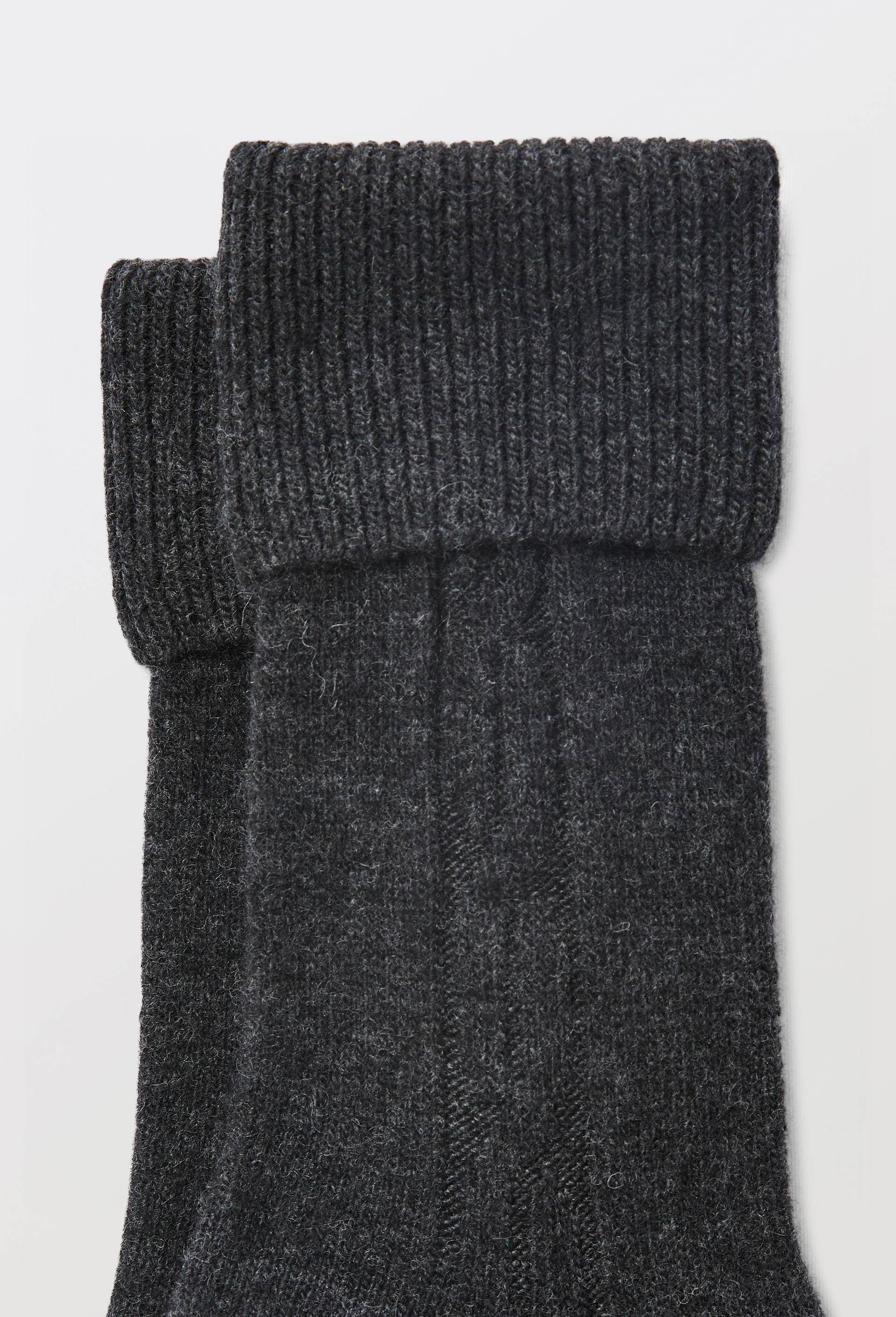 Paire de chaussettes torsad&eacute;es en laine et cachemire Le Bourget, Gris fonc&eacute;, large image number 1