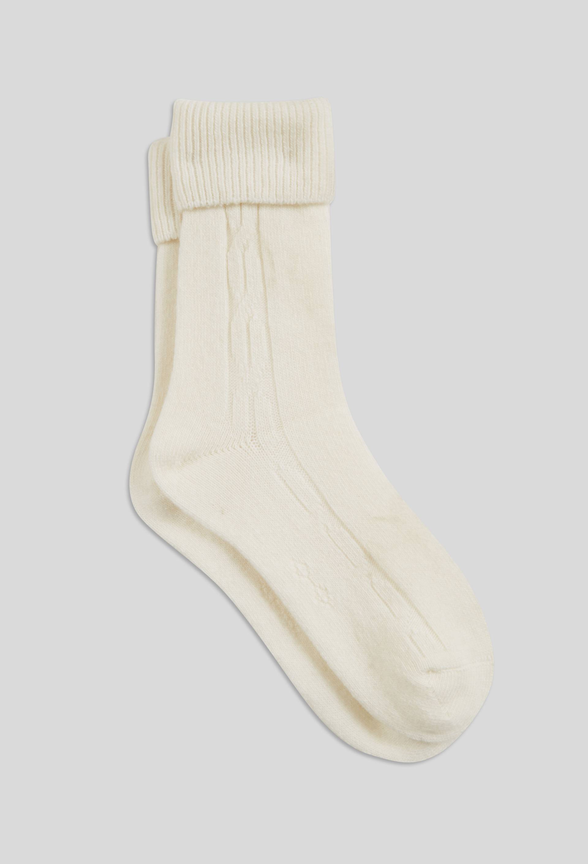 Paire de chaussettes torsad&eacute;es en laine et cachemire Le Bourget, Beige clair, large image number 1