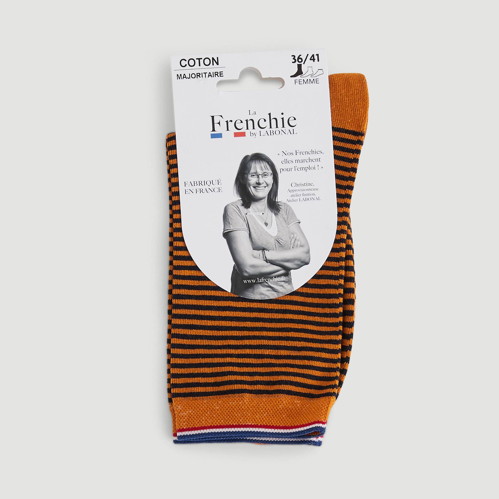 Paire de chaussettes rayées en coton La Frenchie, Jaune clair, large image number 0.0