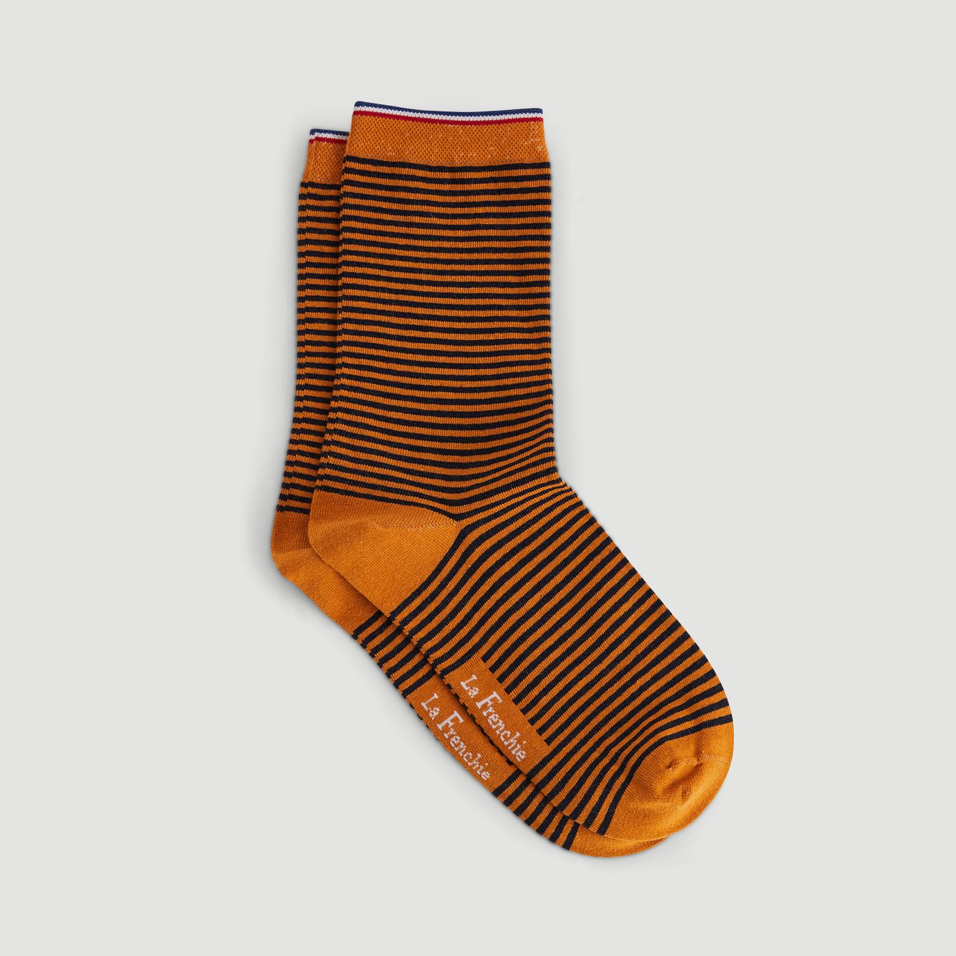 Paire de chaussettes rayées en coton La Frenchie, Jaune clair, large image number 1
