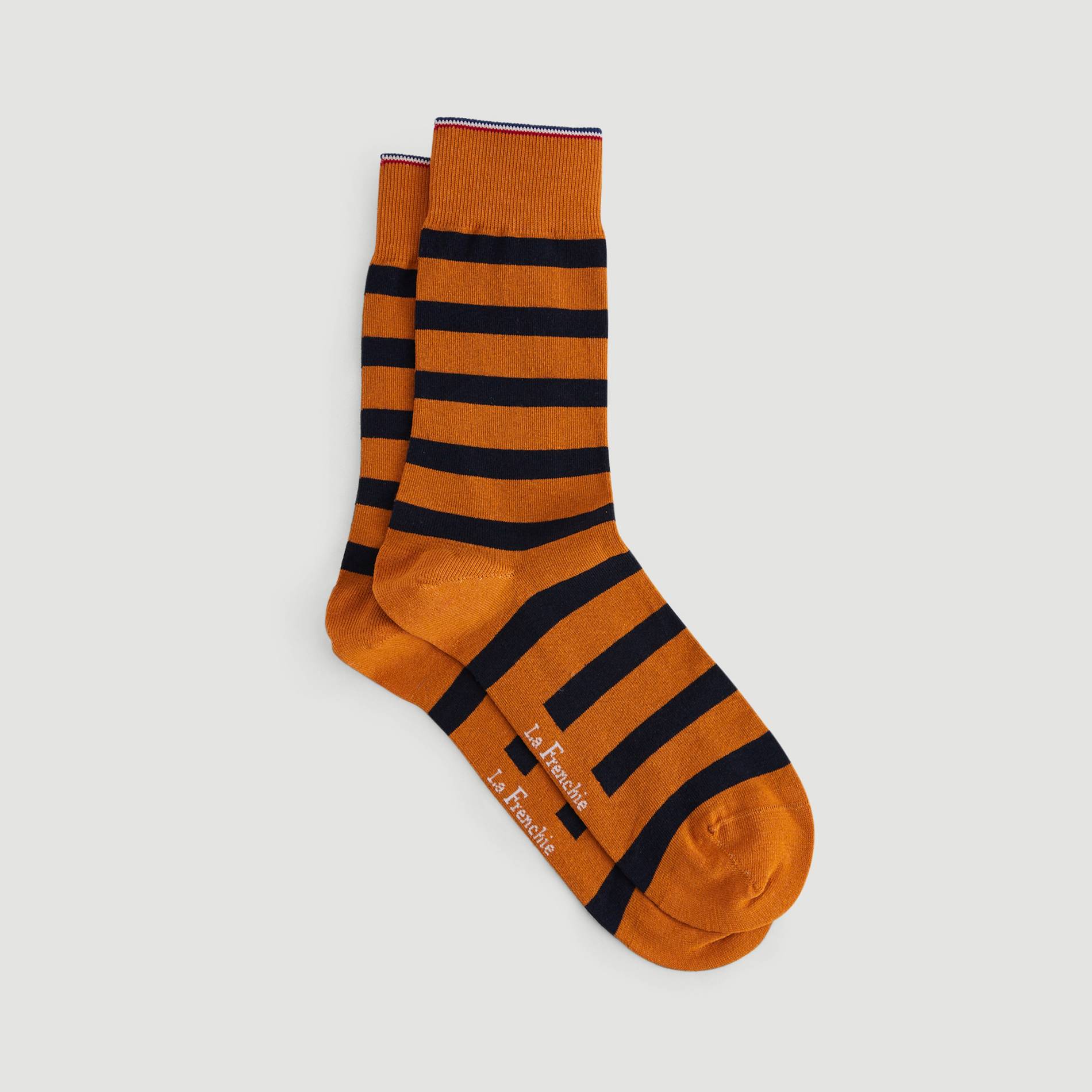 Paire de chaussettes rayées en coton La Frenchie, Ocre, large image number 1