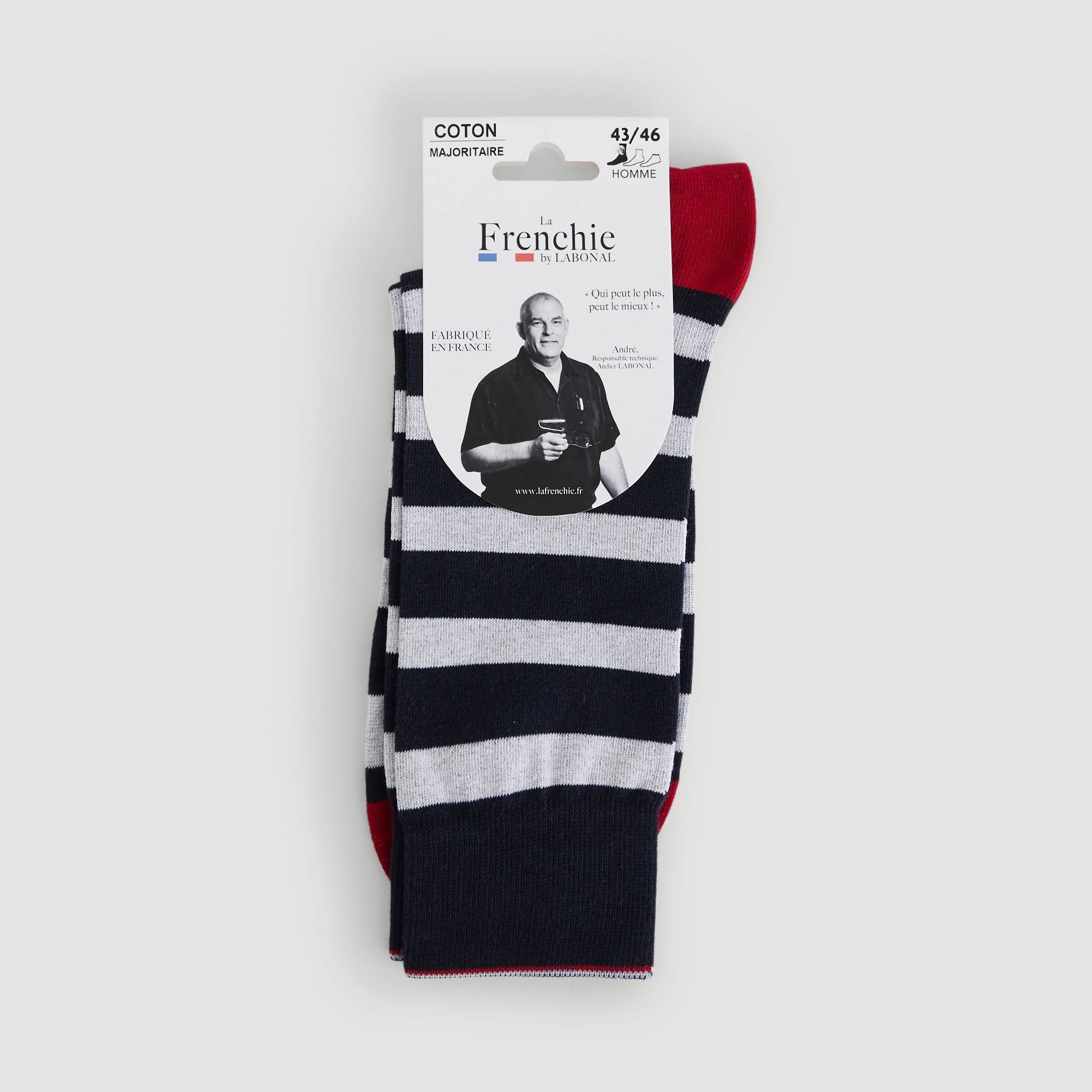 Paire de chaussettes rayées en coton La Frenchie, Rouge, large image number 0