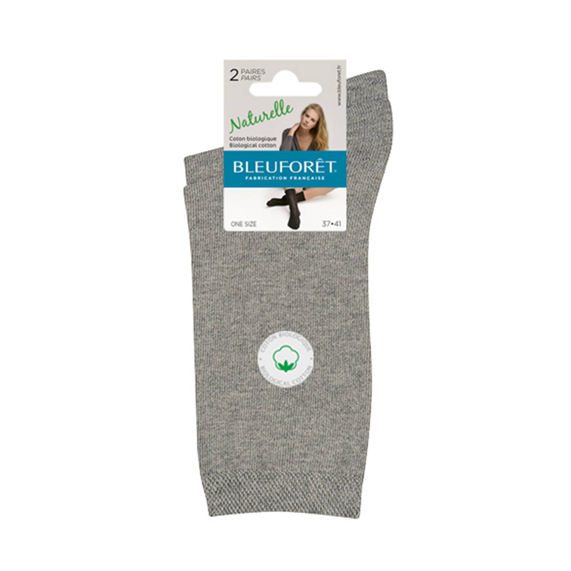 Lot de 2 paires de chaussettes en coton BIO Bleufor&ecirc;t, Gris, large image number 0