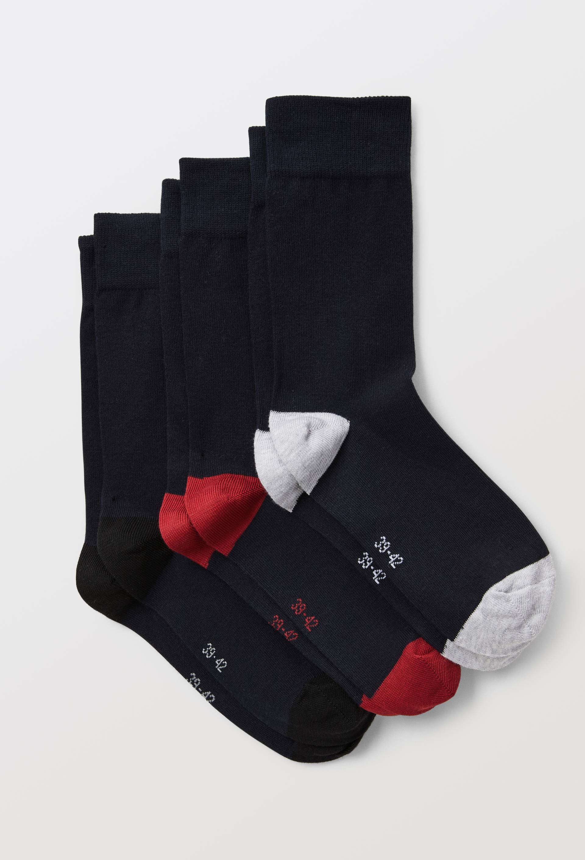 Lot de 3 paires de chaussettes talon pointe en coton, certifi&eacute; OEKO-TEX, Bleu fonc&eacute;, large image number 0
