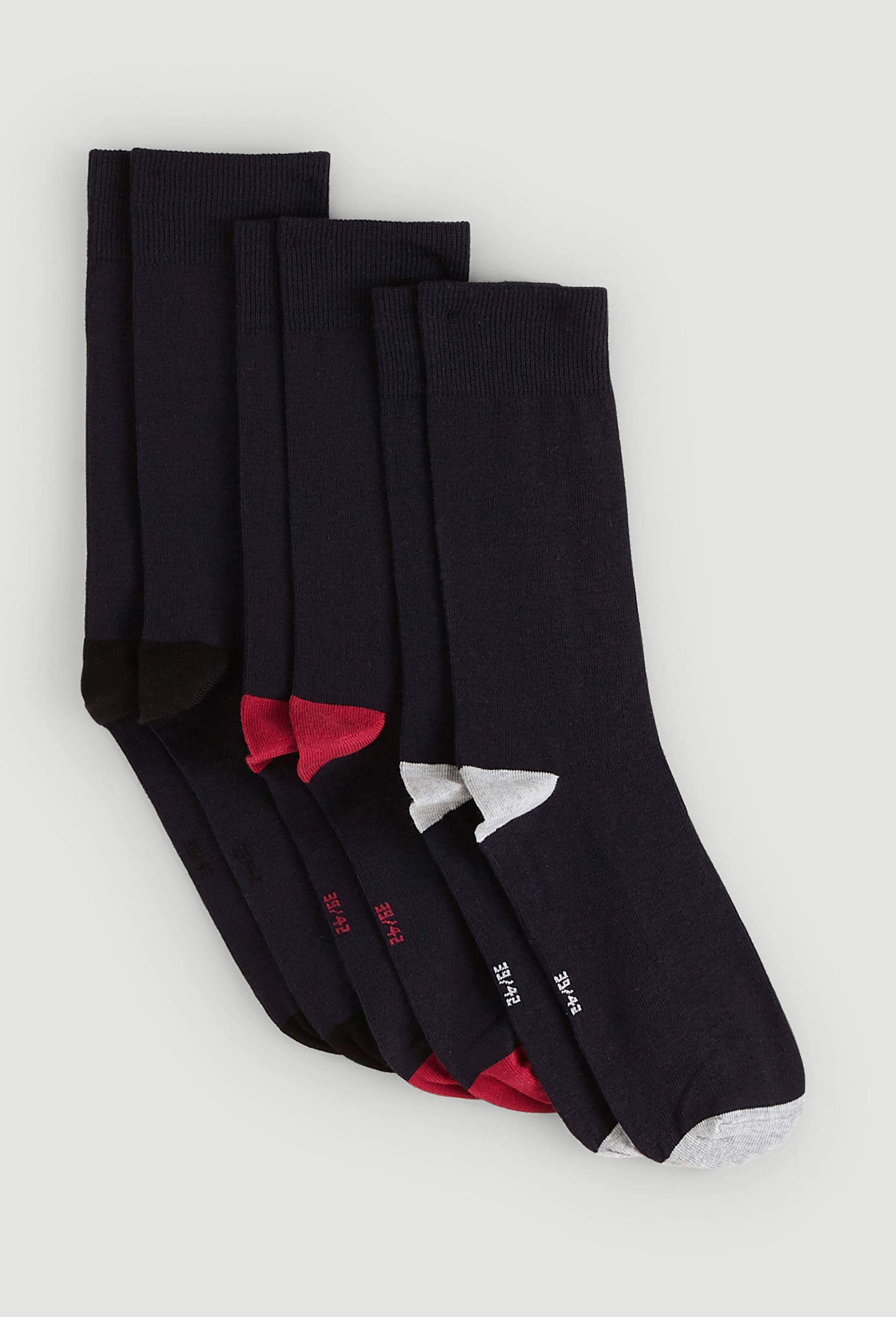 Lot de 3 paires de chaussettes talon pointe en coton, certifié OEKO-TEX, Bleu foncé, swatch image
