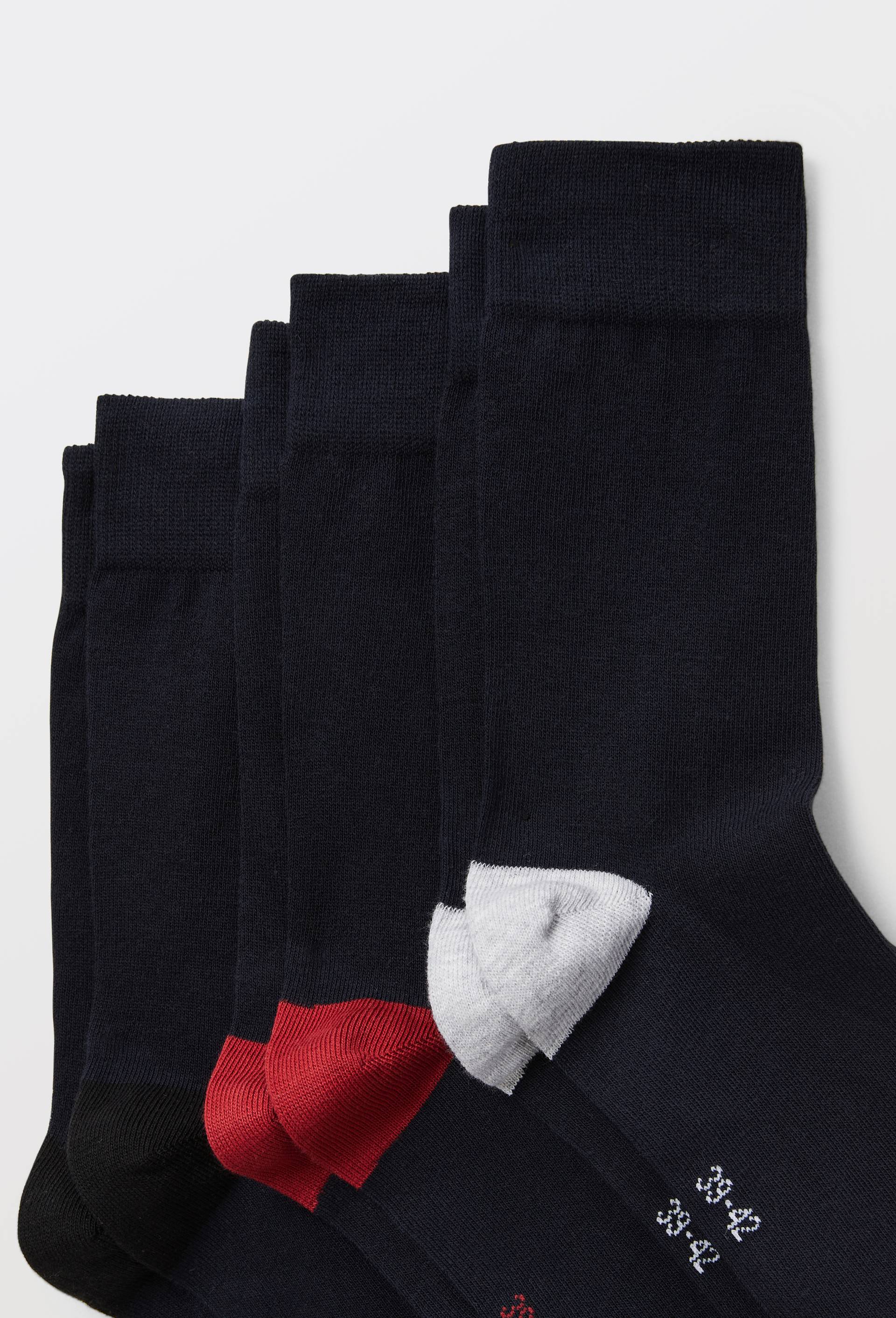 Lot de 3 paires de chaussettes talon pointe en coton, certifi&eacute; OEKO-TEX, Bleu fonc&eacute;, large image number 1