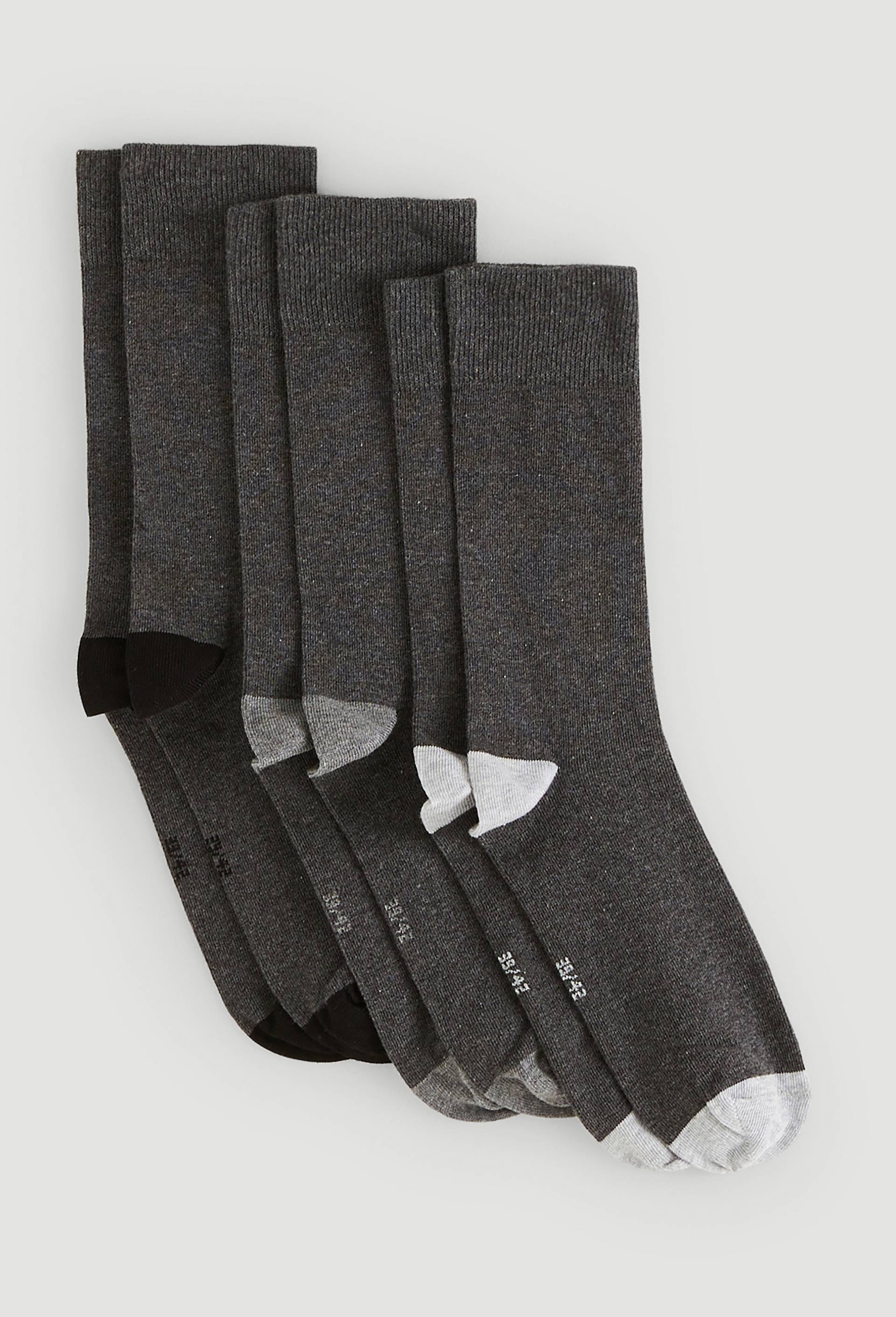Lot de 3 paires de chaussettes talon pointe en coton, certifié OEKO-TEX, Gris foncé, large image number 1