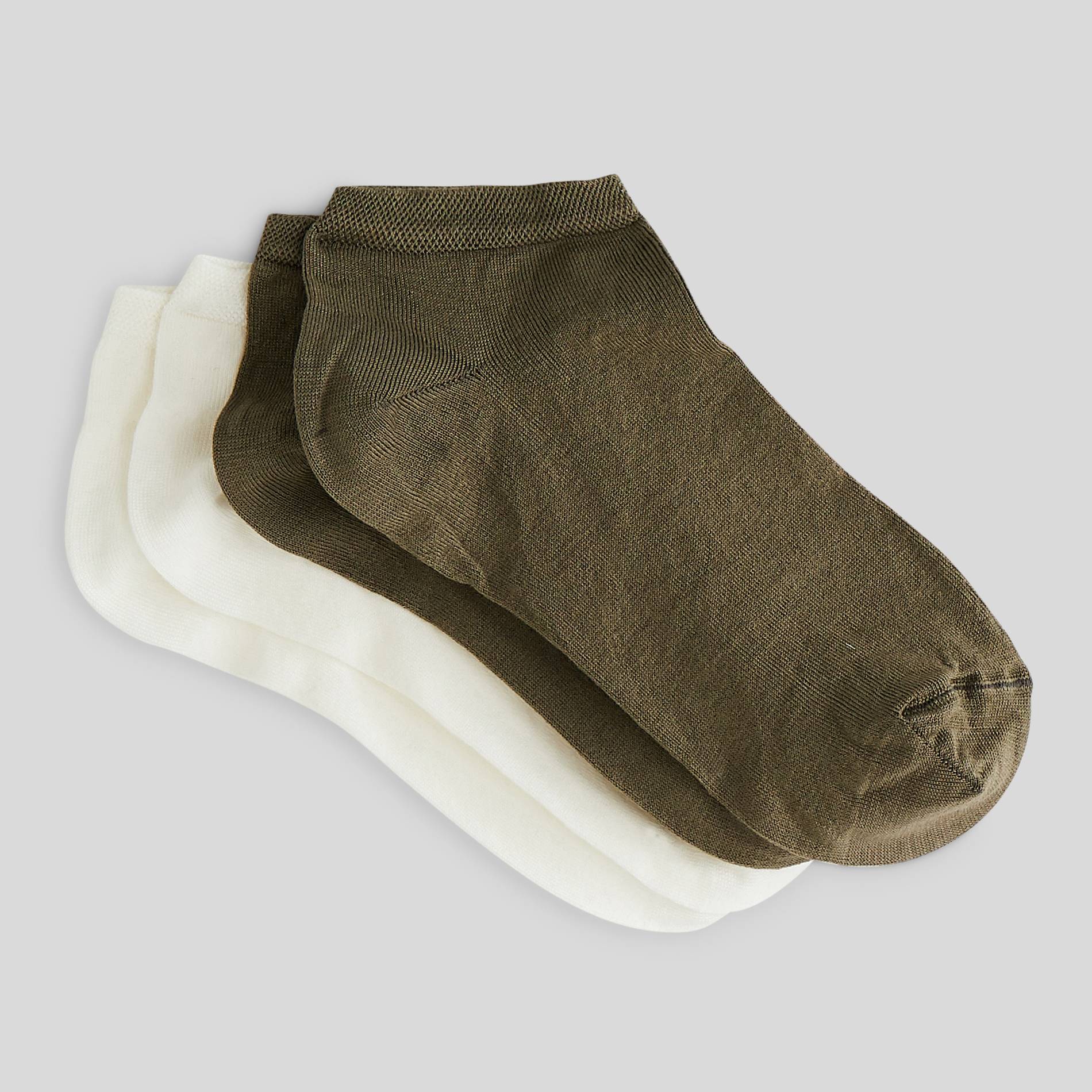 Lot de 2 mini-socquettes en fil d'écosse, Kaki, swatch image