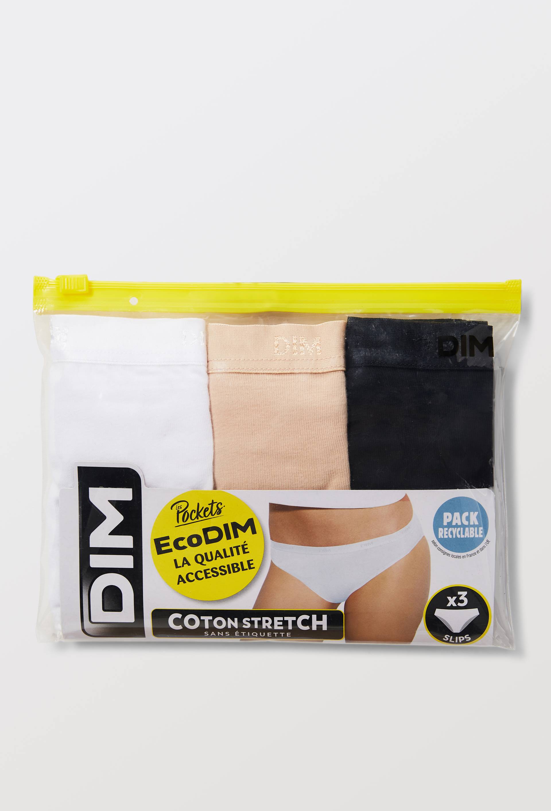 Lot de 3 slips en coton ECO DIM, Beige clair, large image number 2