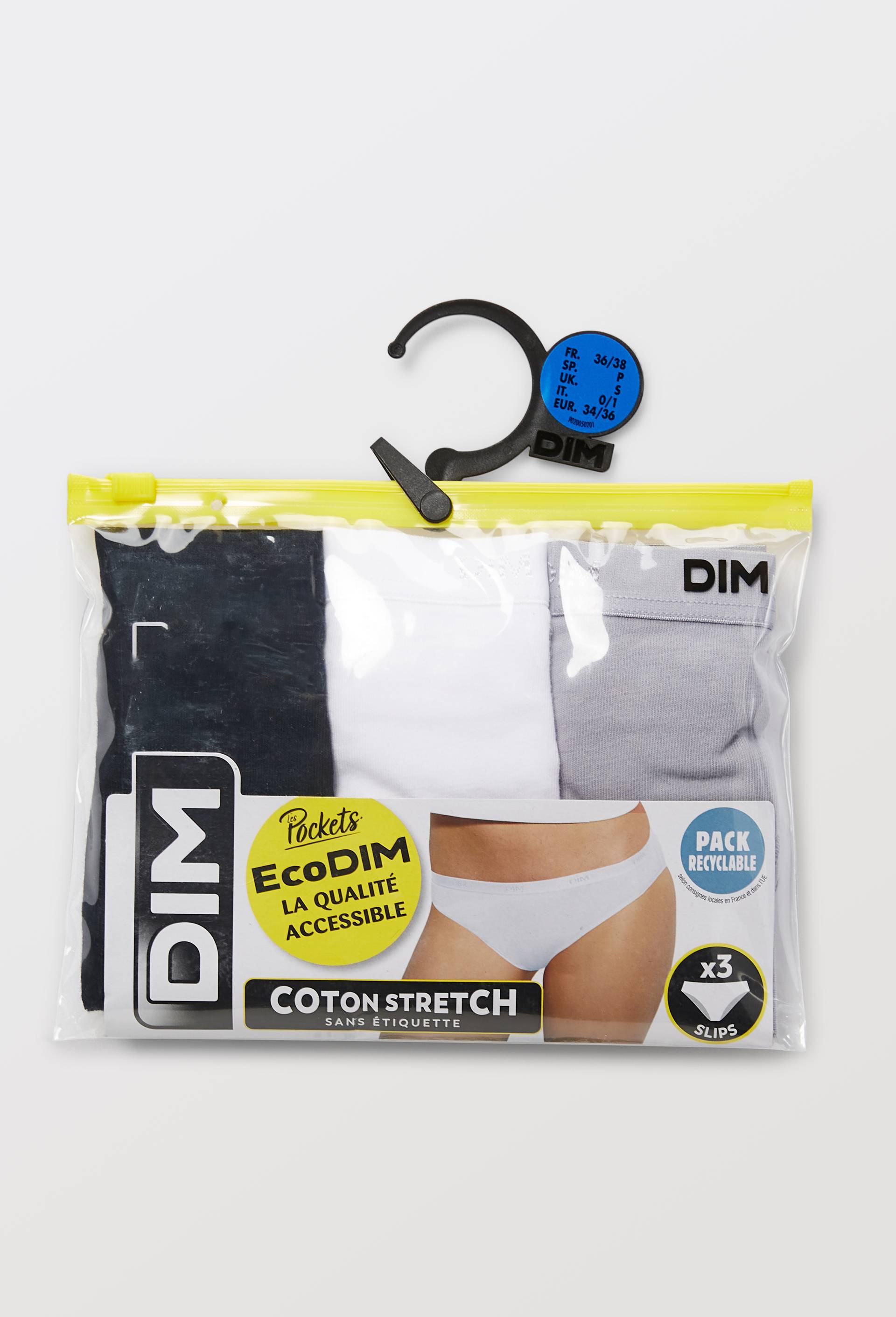 Lot de 3 slips en coton ECO DIM, Noir, large image number 2