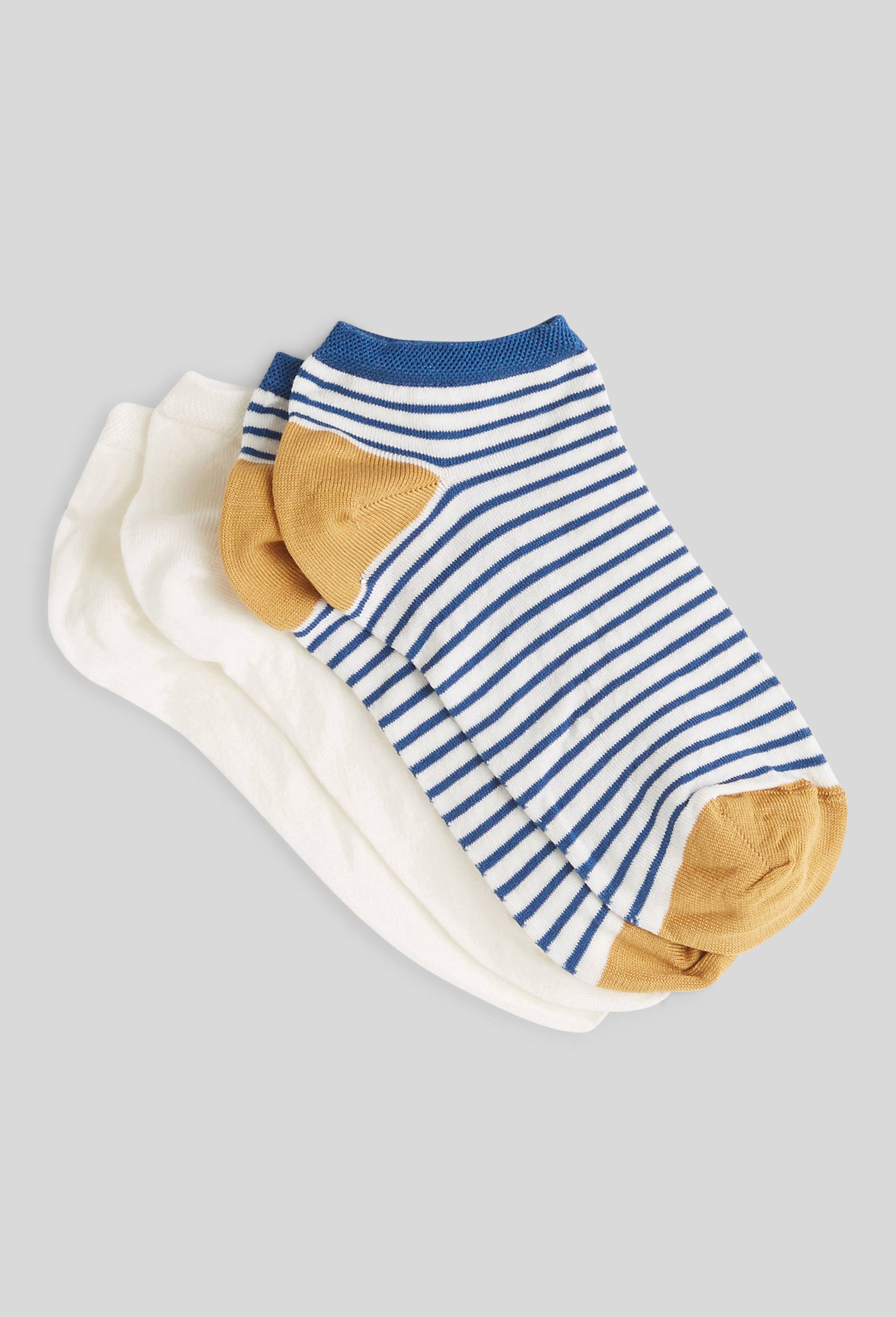 Lot de 2 paires de mini-socquettes fantaisie à rayures en fil d'écosse, Sable, swatch image