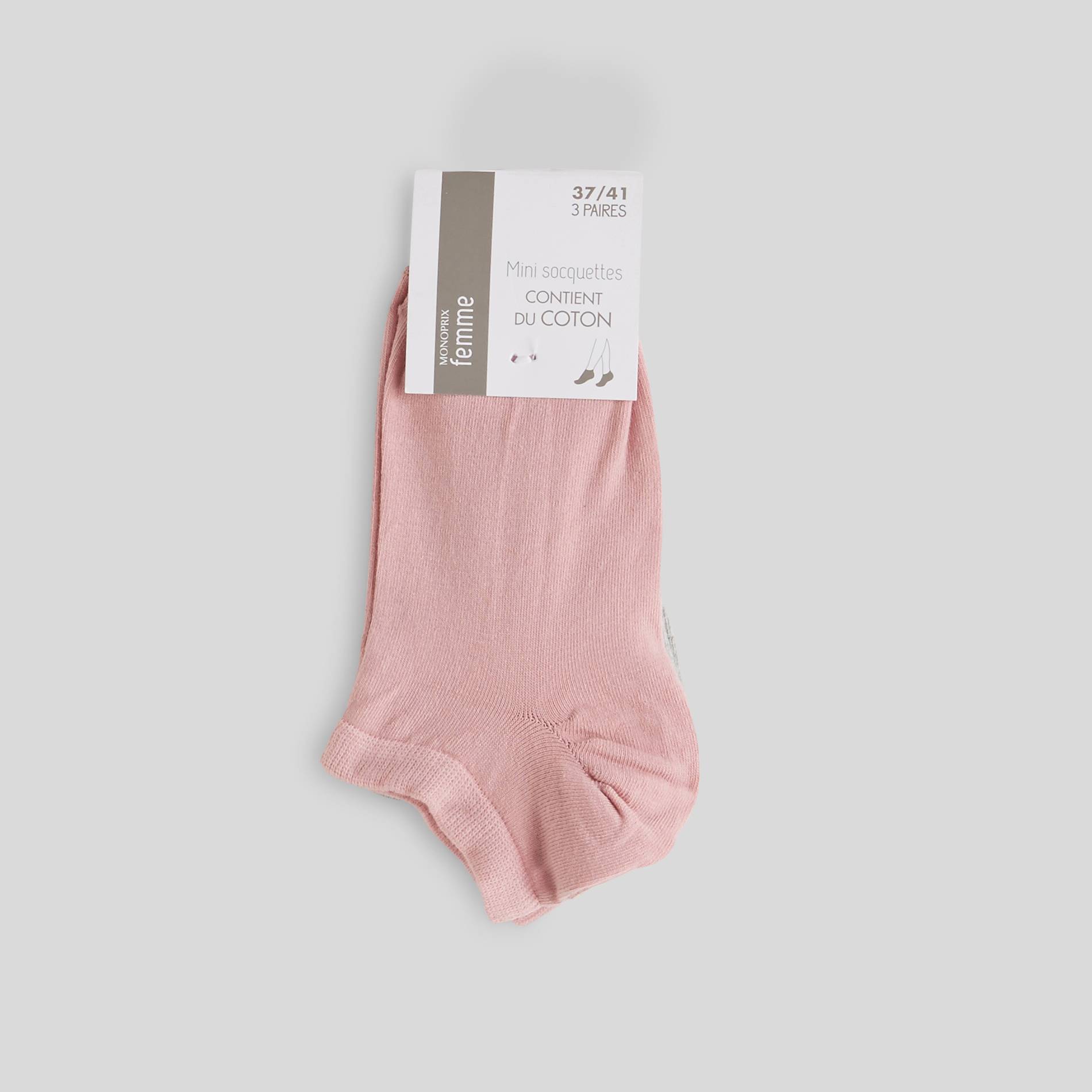 Lot de 3 paires de mini-socquettes en coton, Rose, large image number 0