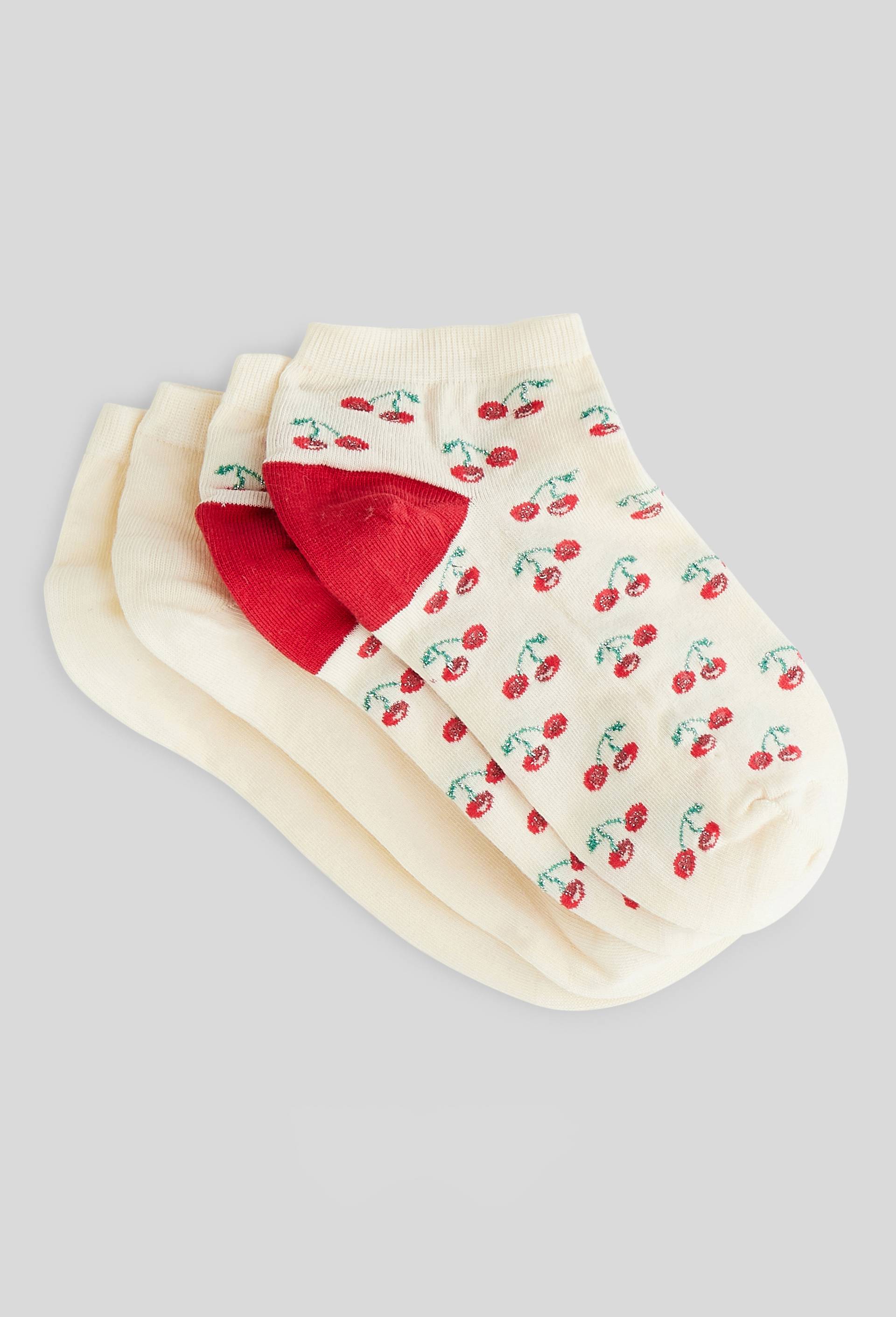 Lot de 2 paires de mini-socquettes fantaisie en coton, Ecru, large image number 0