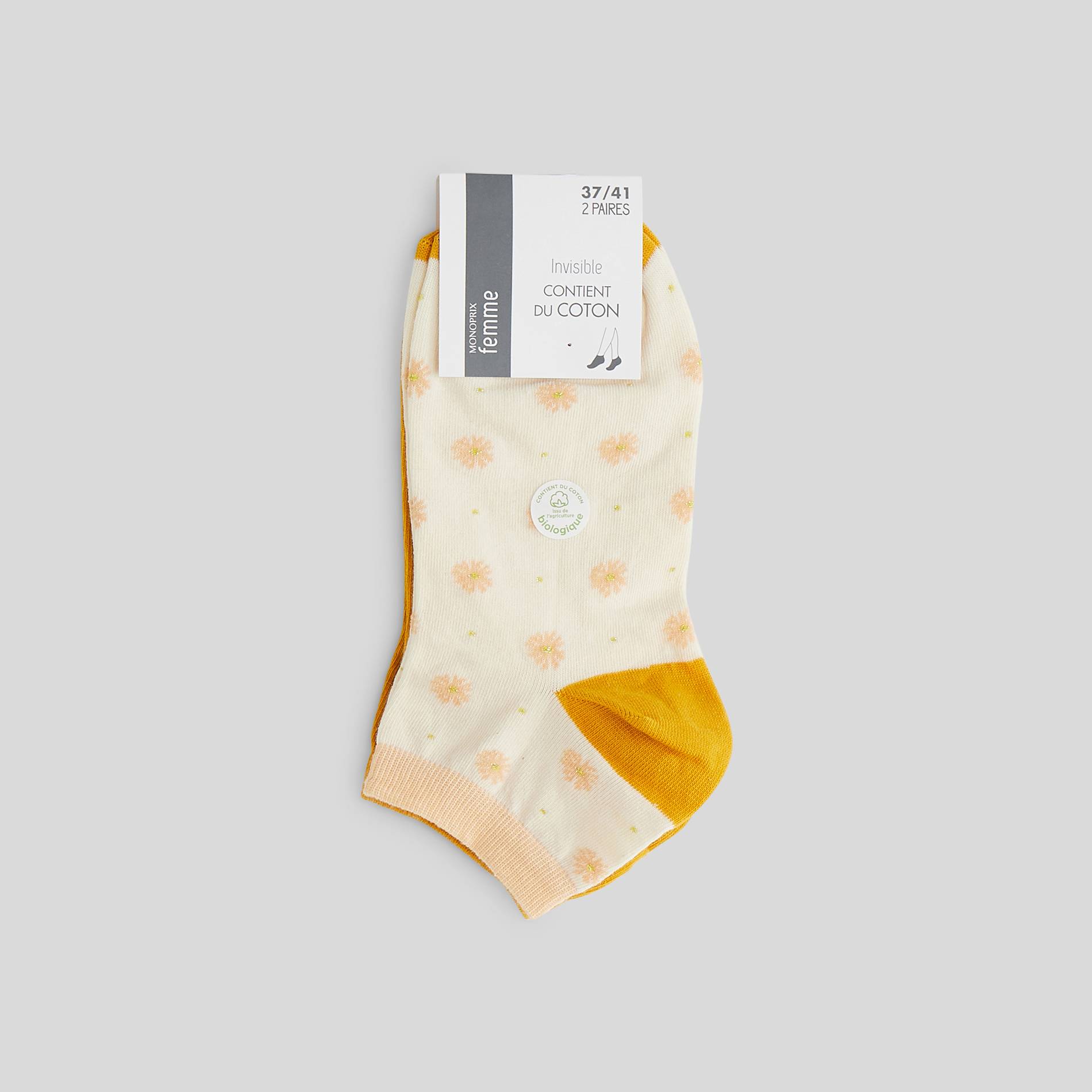 Chaussettes marguerites, BLANC/BEIGE, large image number 0.0