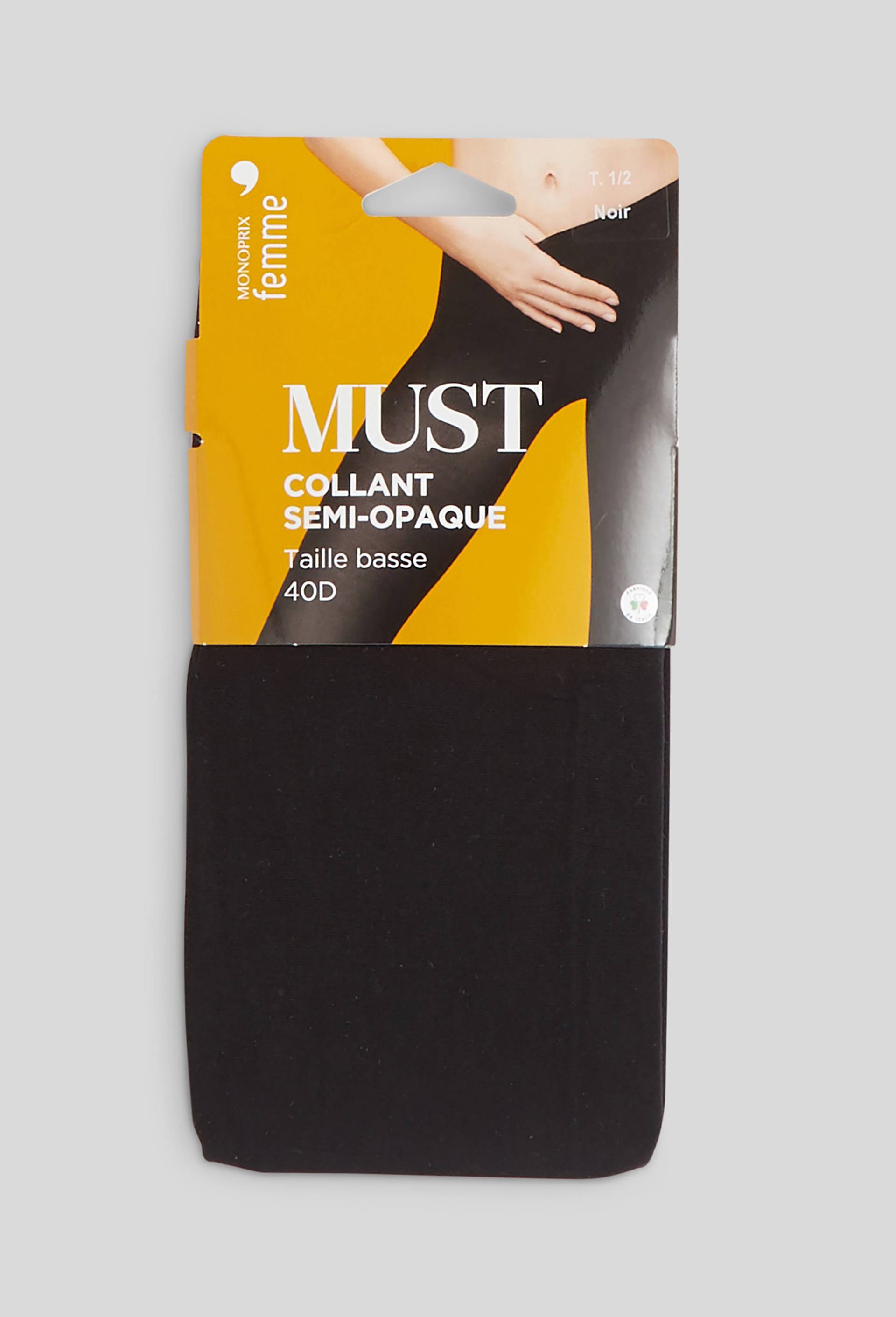 Collant semi opaque taille basse MUST, Noir, large image number 0