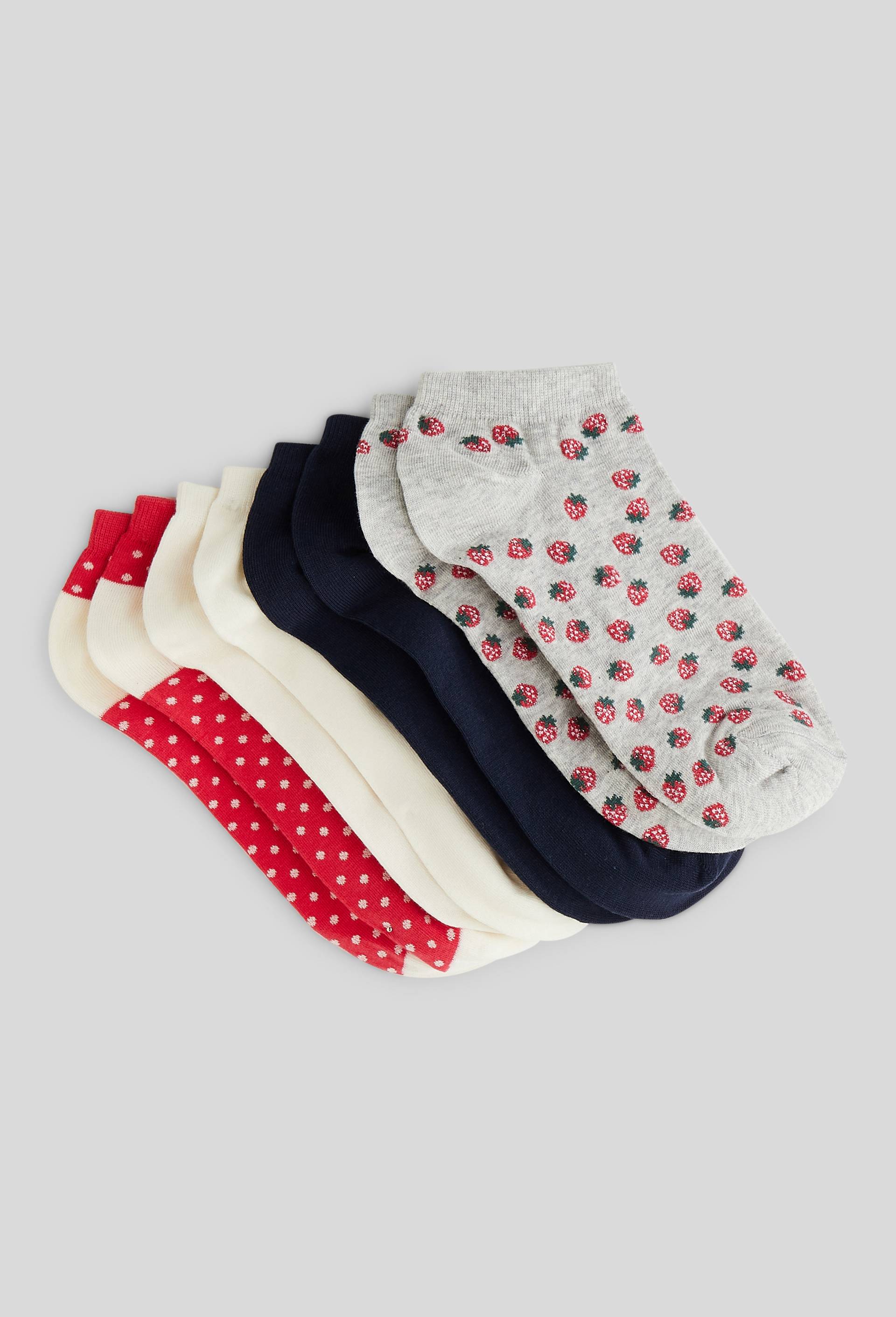 Lot de 4 paires de mini-socquettes fantaisie en coton, Gris, large image number 0