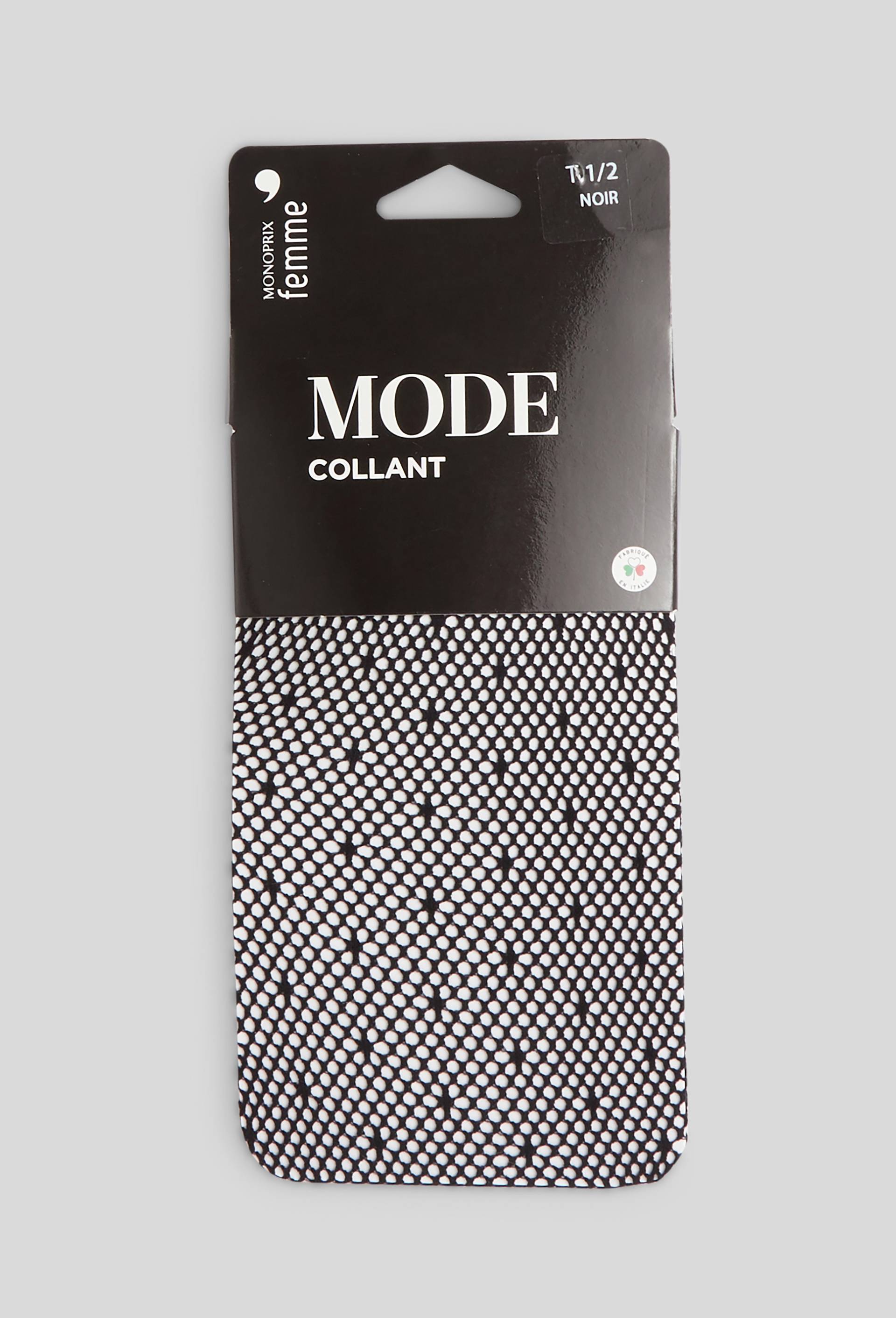 Collant r&eacute;sille plumetis MODE, Noir, large image number 0