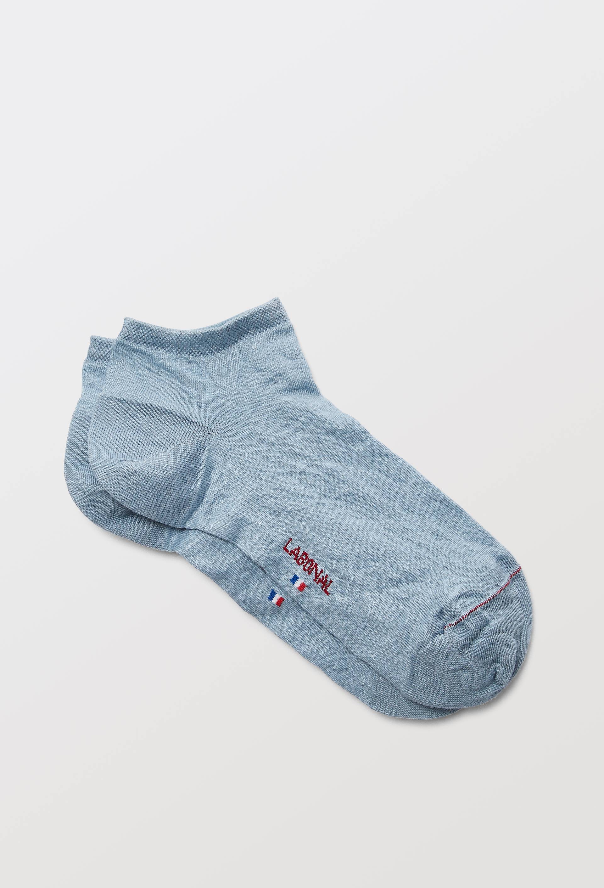 Paire de socquettes en Lin Labonal, Bleu, large image number 0