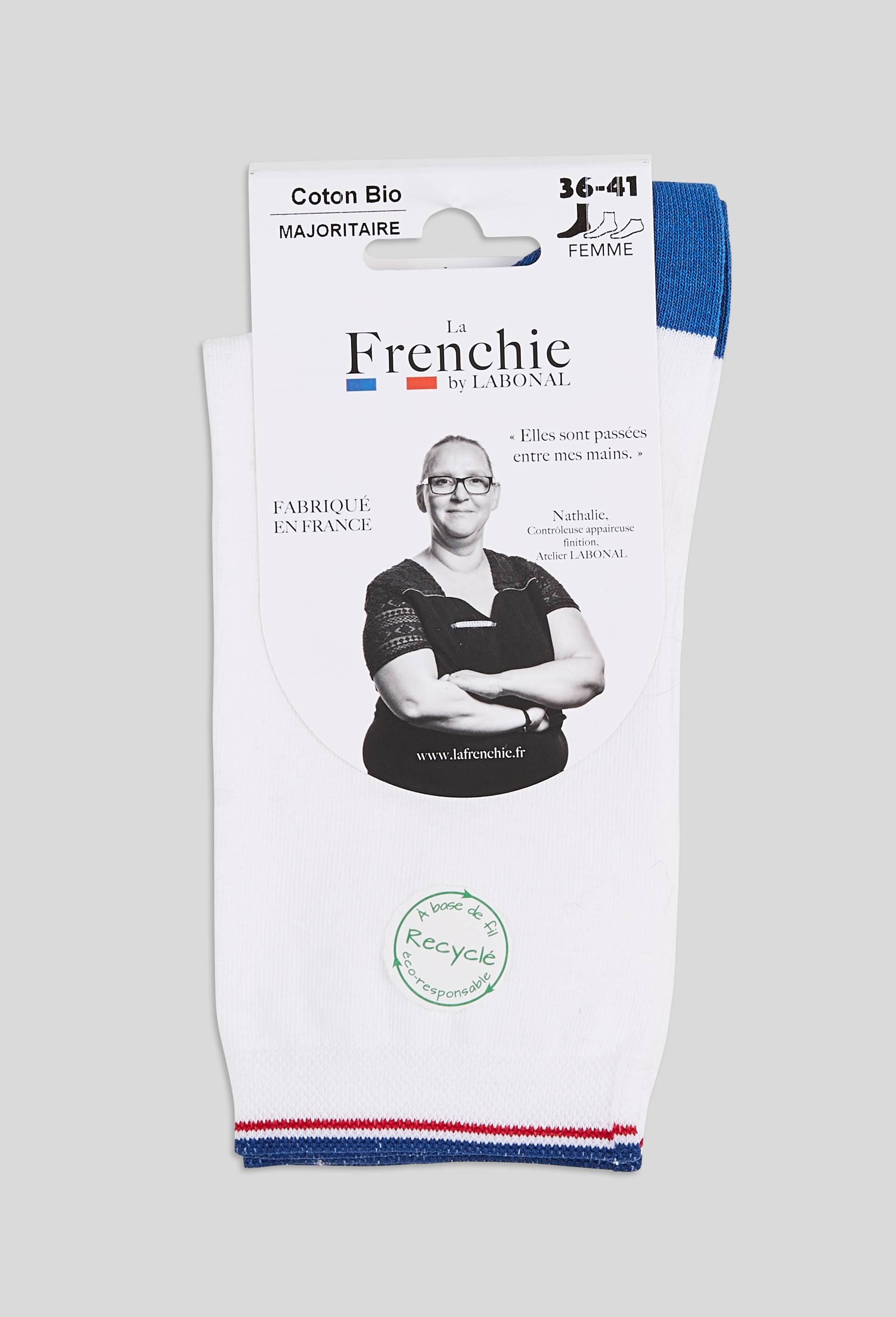 Paire de chaussettes en coton La Frenchie, BLANC/BLEU, large image number 0