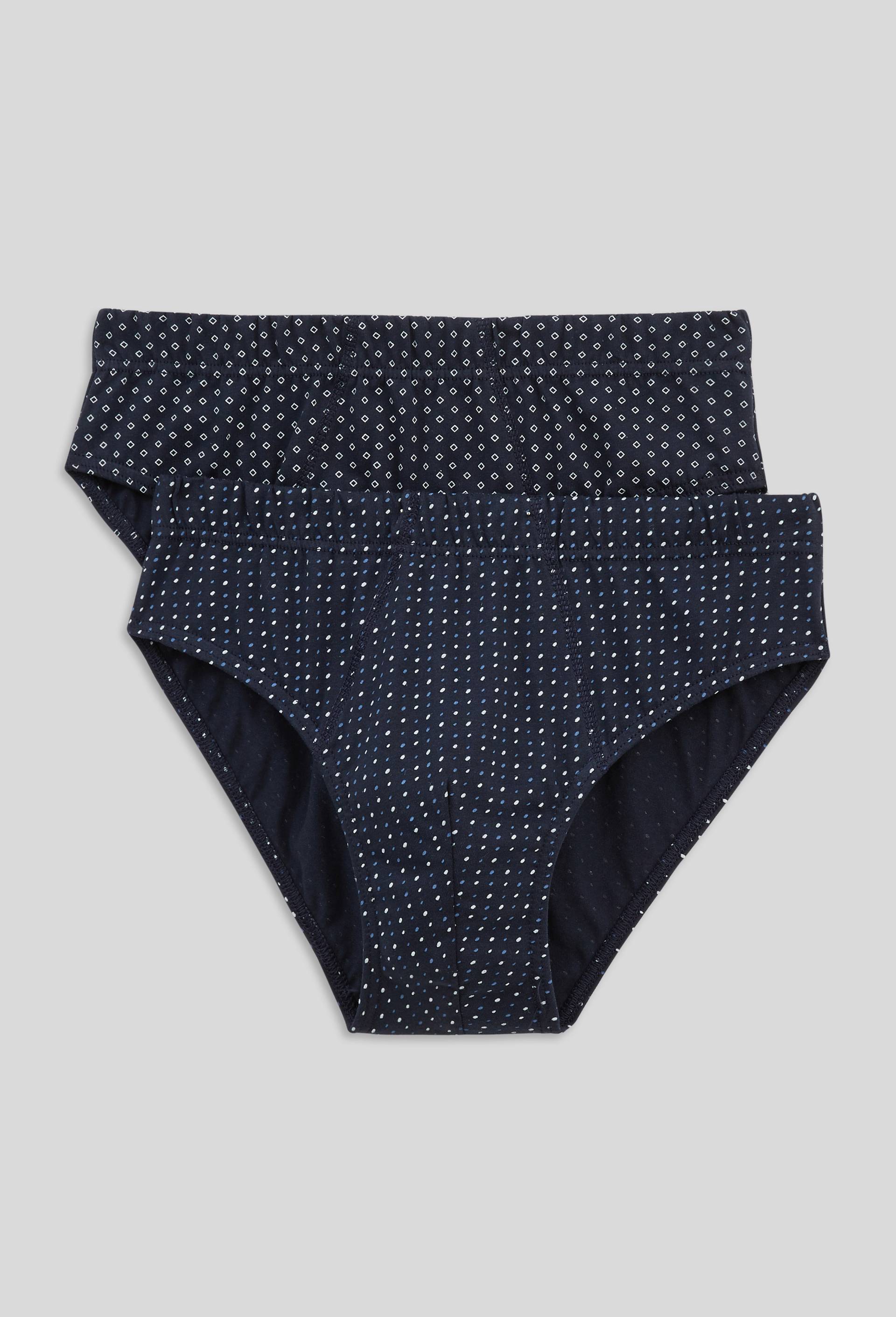 Lot de 2 slips fantaisie en coton BIO, certifi&eacute; OEKO-TEX, Bleu fonc&eacute;, large image number 0