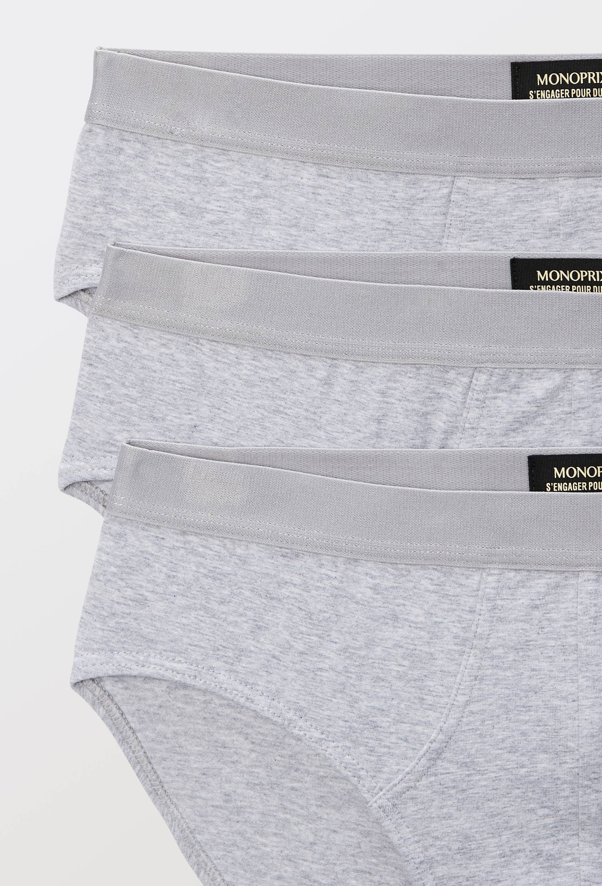 Lot de 3 slips en coton BIO, certifi&eacute; OEKO-TEX, Gris, large image number 2
