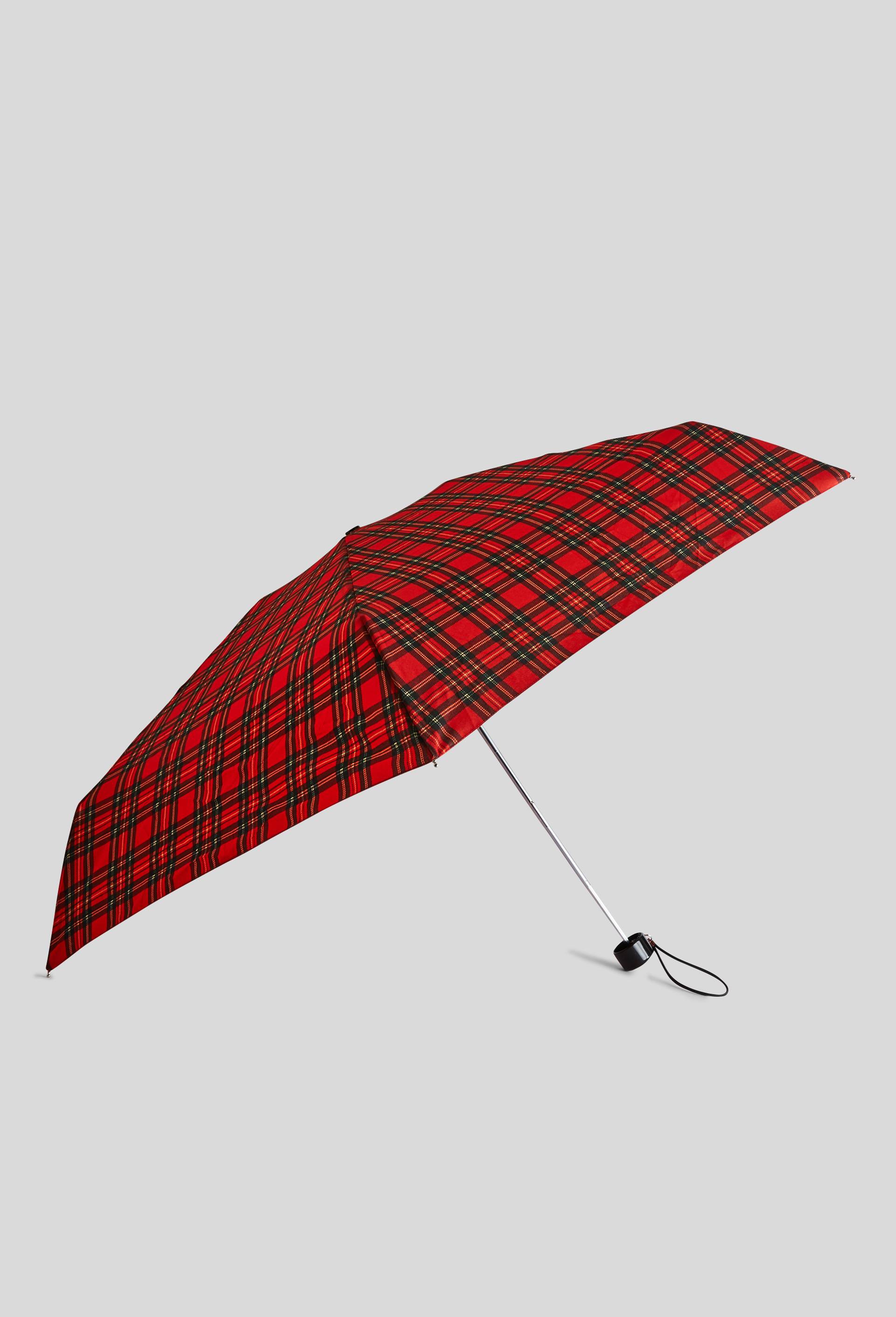 Parapluie manuel mini format &agrave; carreaux, Rouge, large image number 1