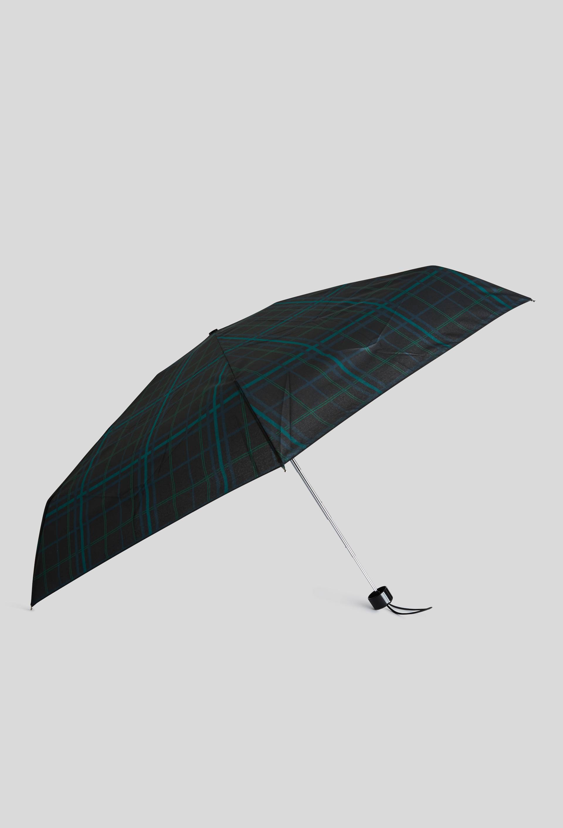 Parapluie manuel mini format &agrave; carreaux, Bleu fonc&eacute;, large image number 1
