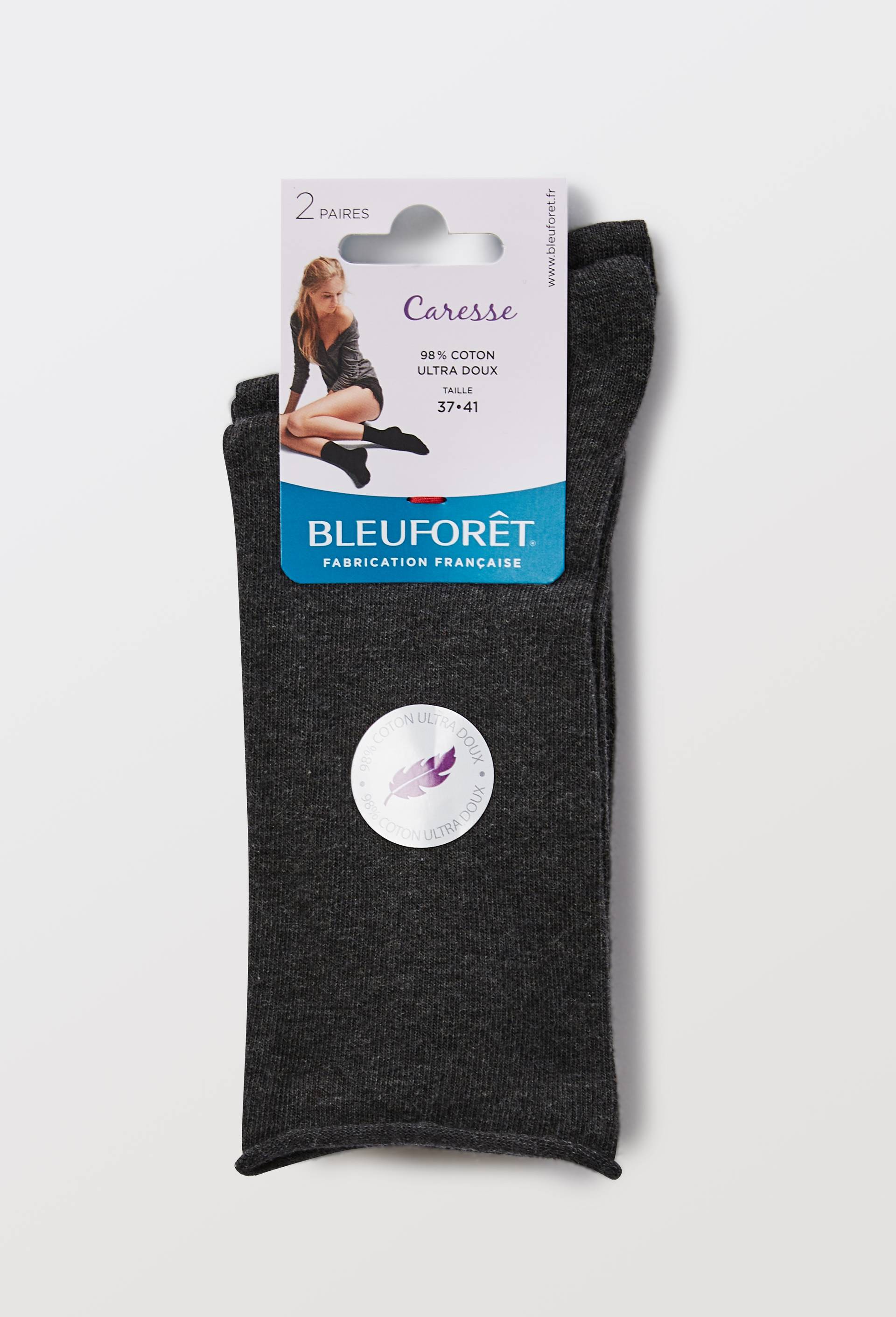 Lot de 2 paires de chaussettes en coton Bleufor&ecirc;t, Gris fonc&eacute;, large image number 2