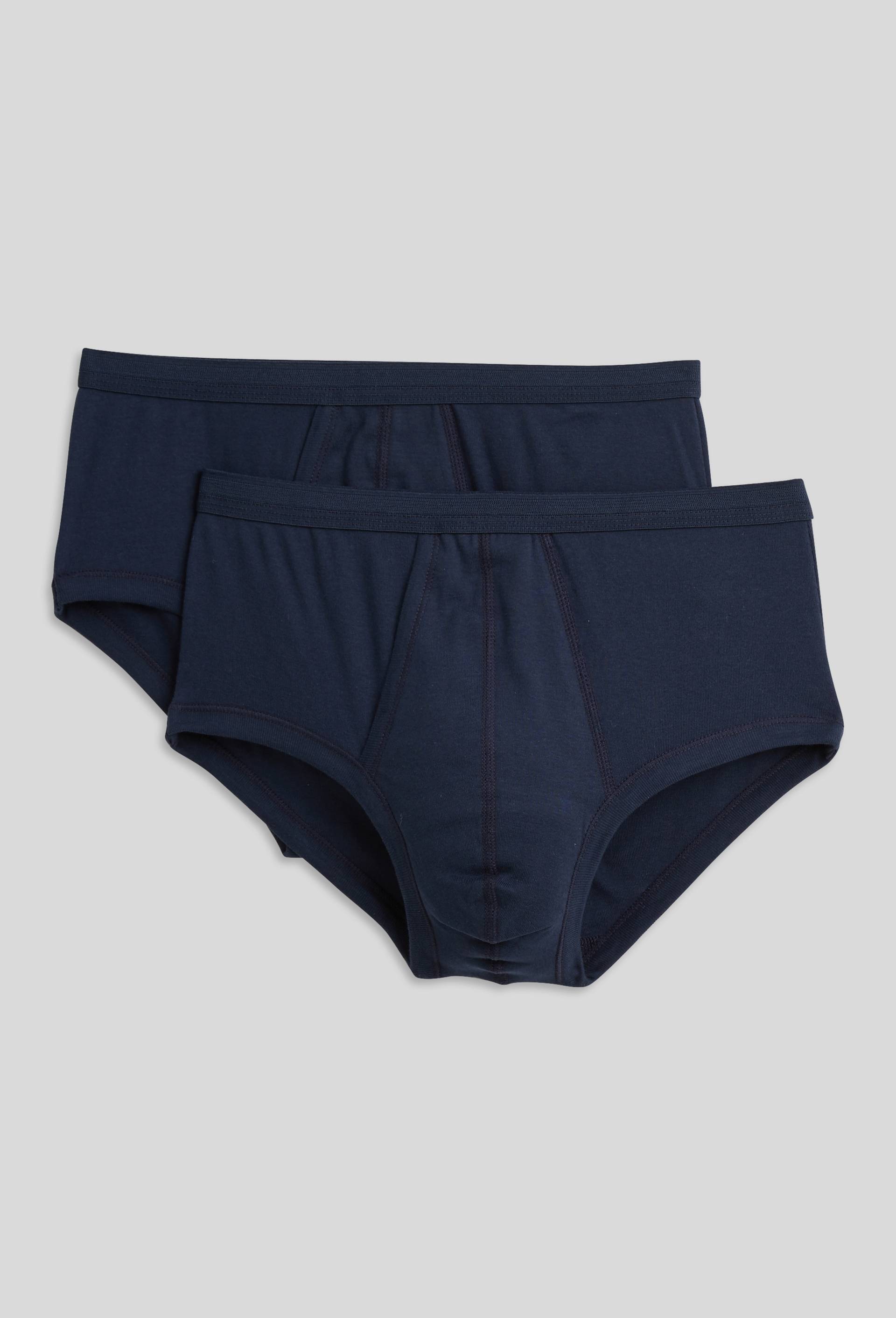Lot de 2 slips taille haute ouvert côte fine en coton Eminence, certifié OEKO-TEX, Bleu foncé, large image number 0